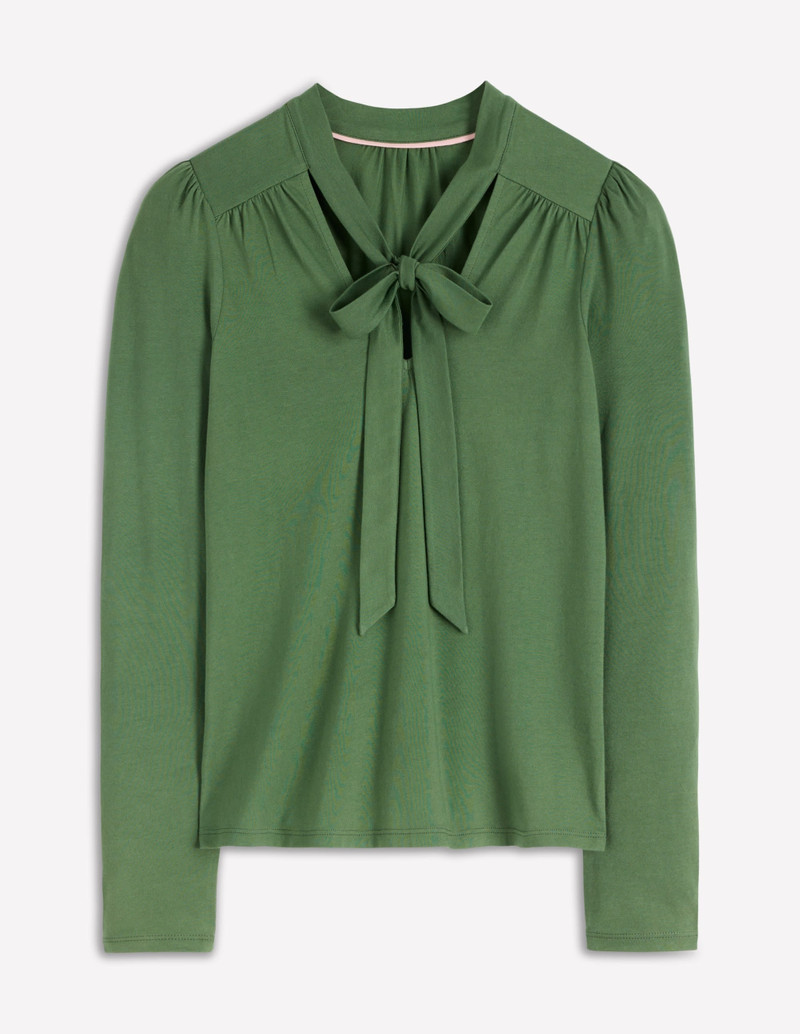 Tie Neck Supersoft Top-Hunter Green 1