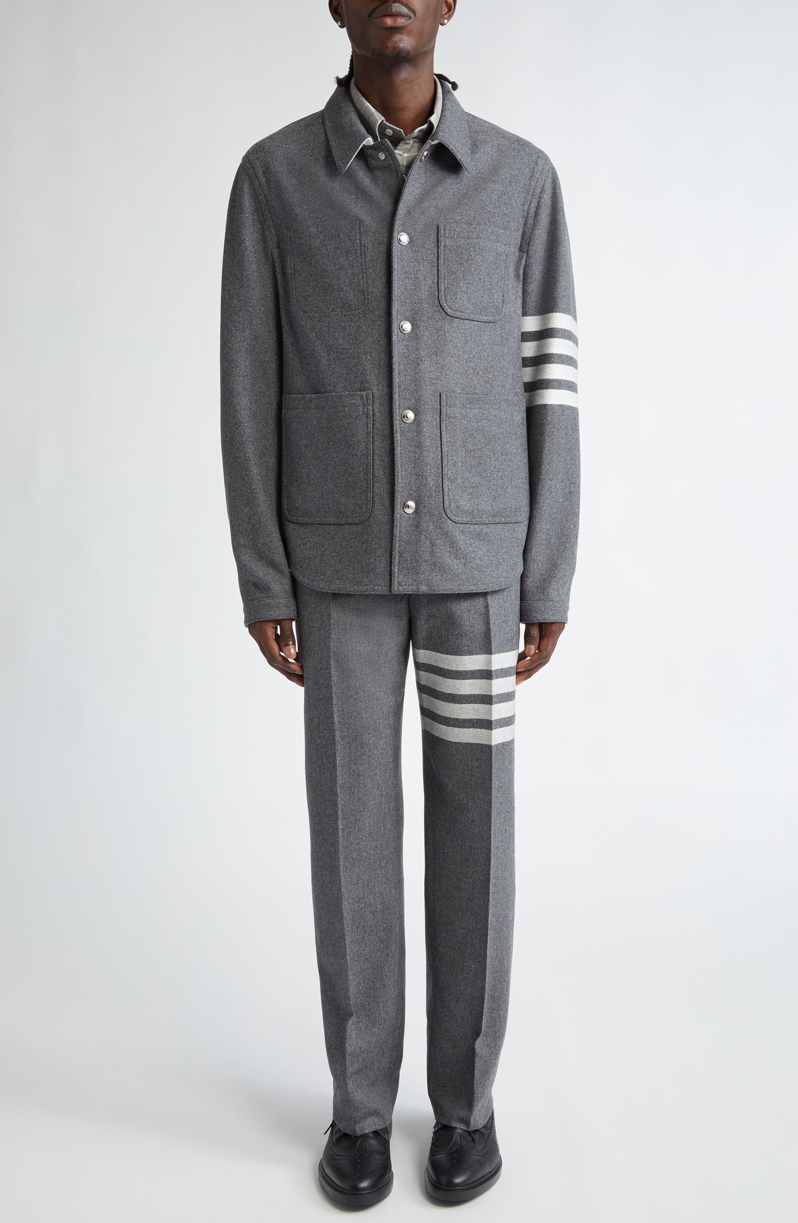 Thom Browne Wool & Cashmere 4-Bar Trousers in Medium Grey at Nordstrom - 2