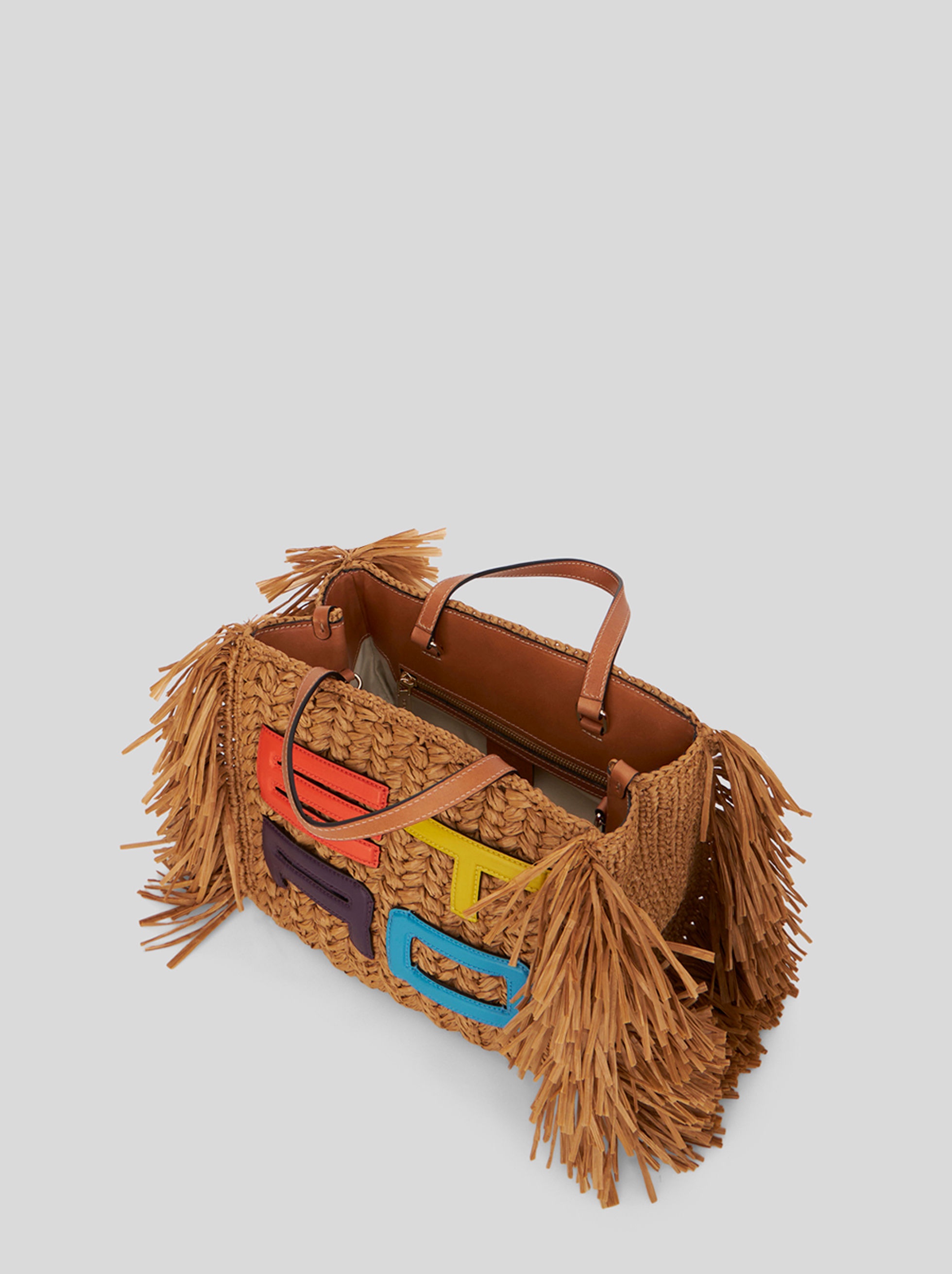 MEDIUM FRINGED RAFFIA SHOPPING BAG - 3