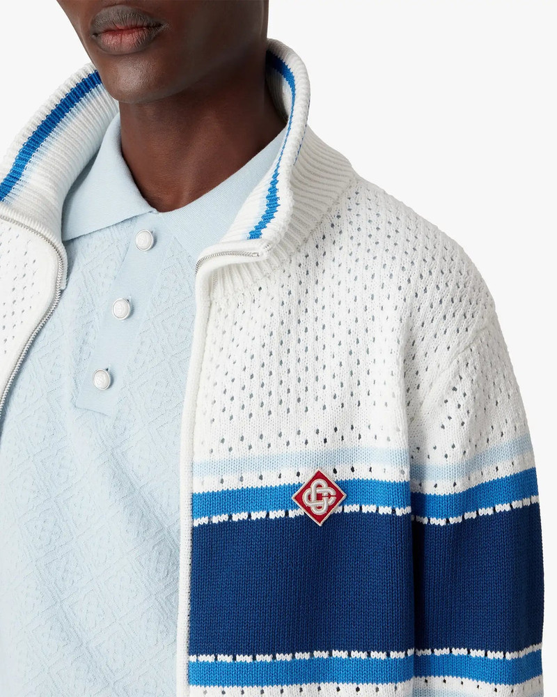 White & Blue Striped Mesh Track Jacket | Casablanca Paris 5