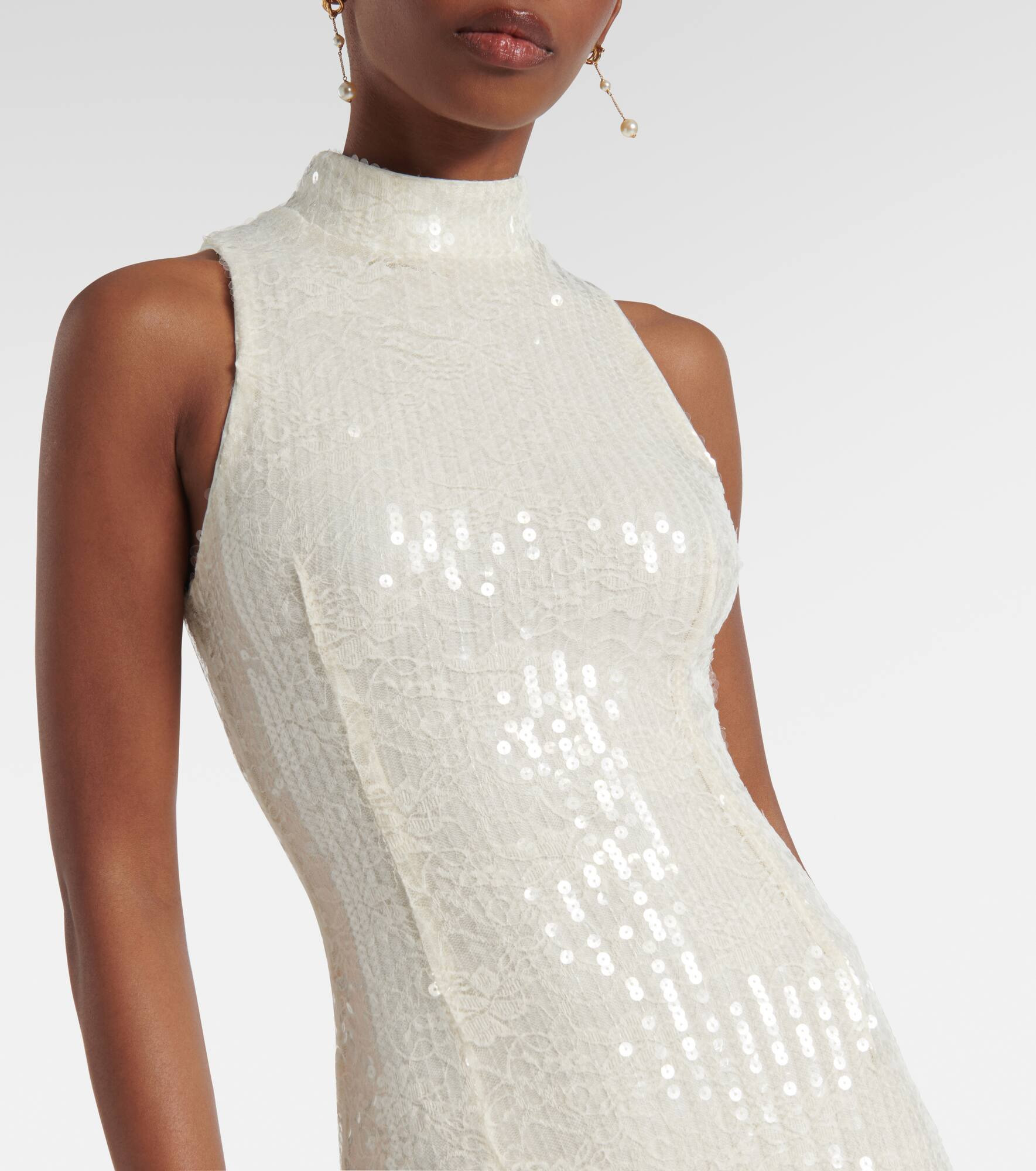 Ruffled sequined halterneck gown - 4