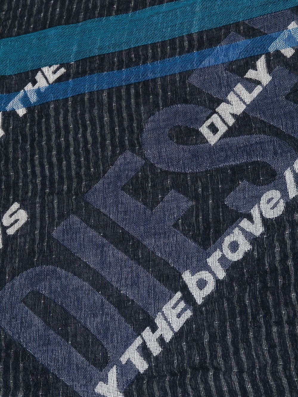 printed logo denim scarf - 3