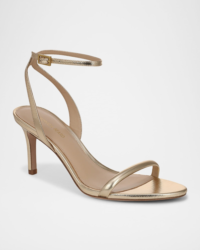 VERONICA BEARD Sylvie Metallic Ankle-Strap Sandals outlook