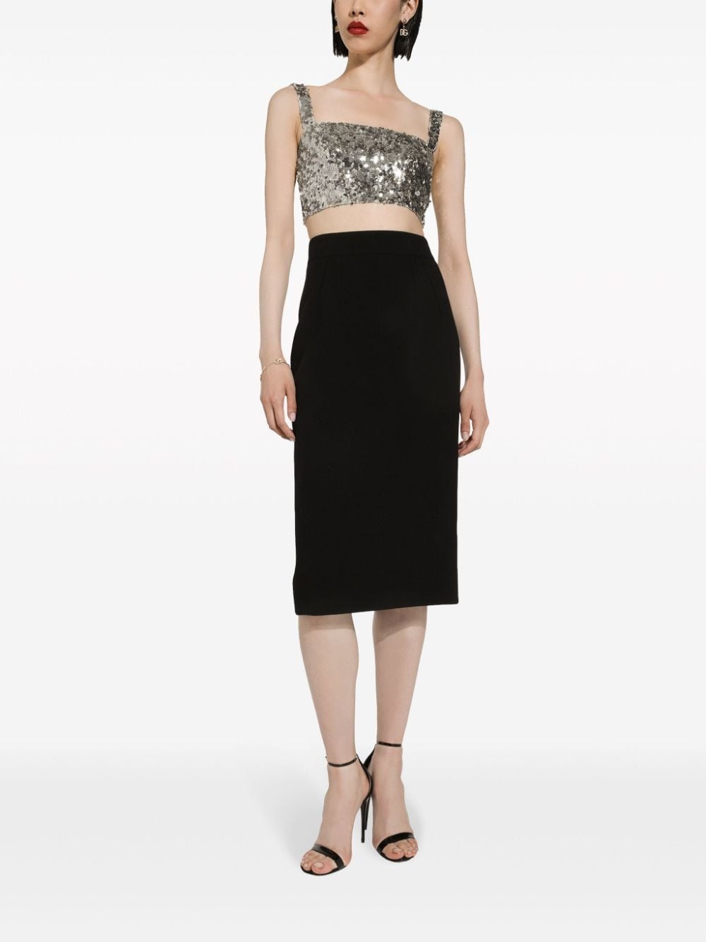 sequin-embellished cropped top - 2