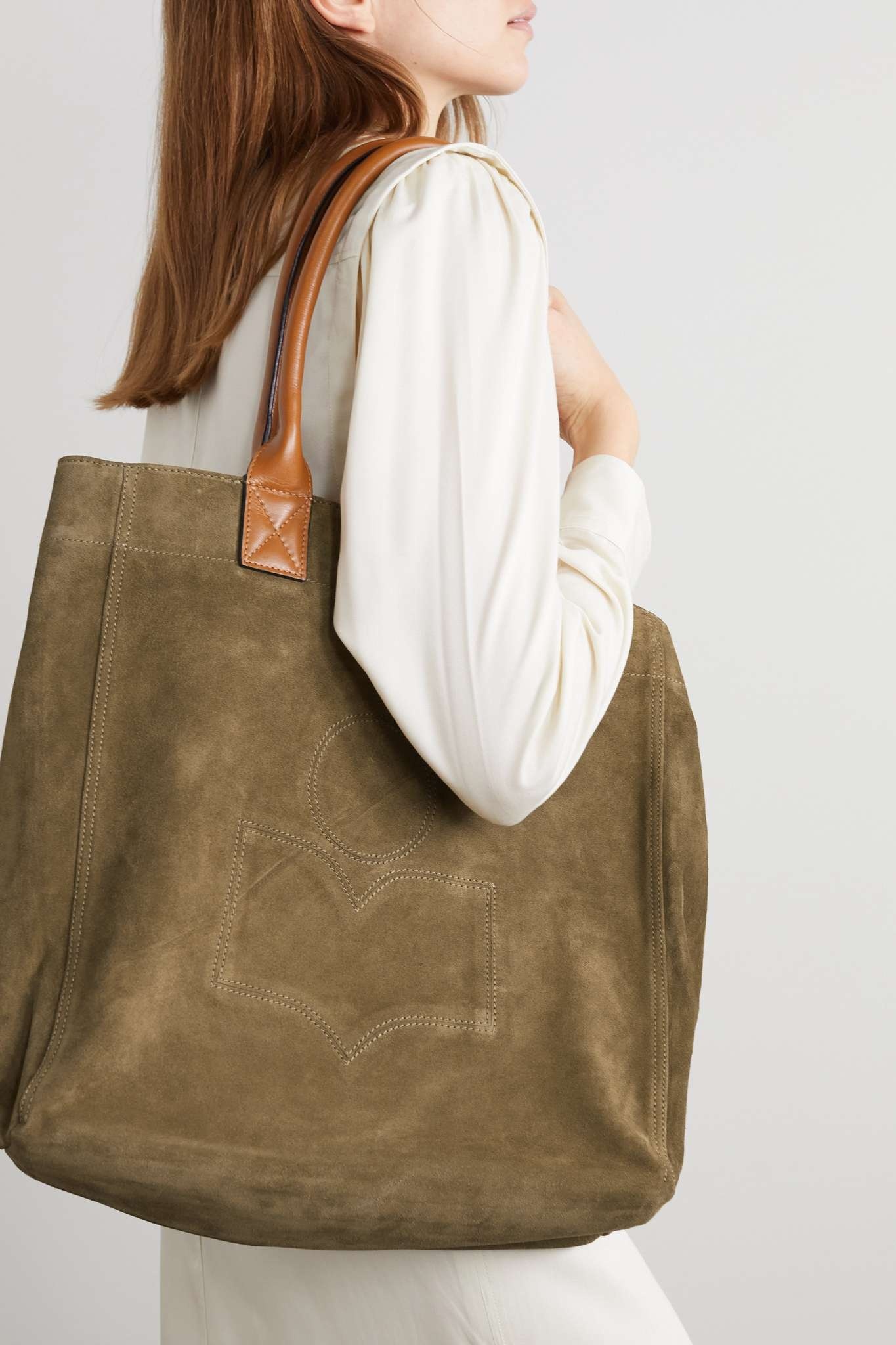 Yenky leather-trimmed suede tote - 2