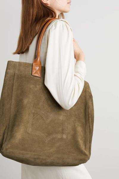 Isabel Marant Yenky leather-trimmed suede tote outlook