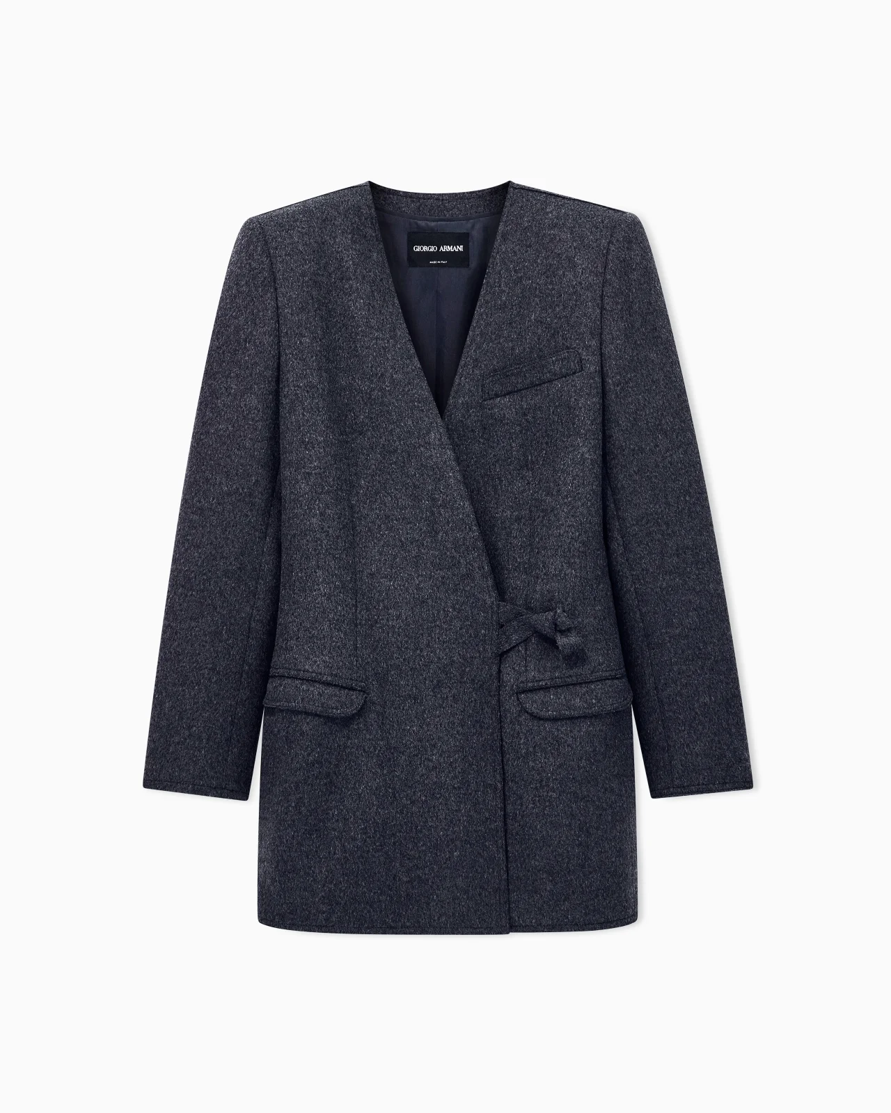 BLAZER IN WOOL FLANNEL WITH SIDE KNOT CLOSURE - 1