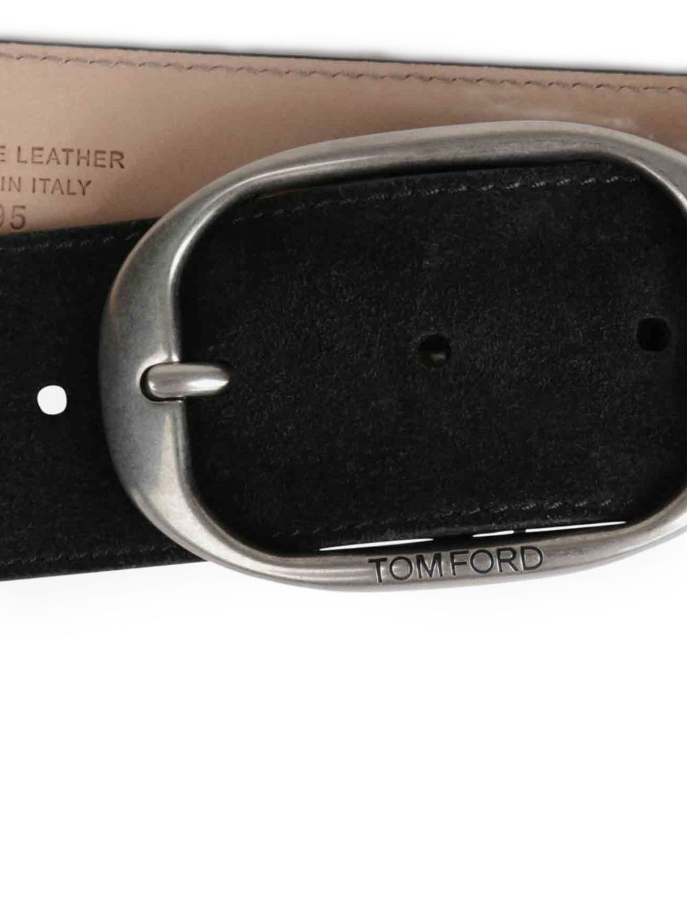 oval-buckle suede belt - 4