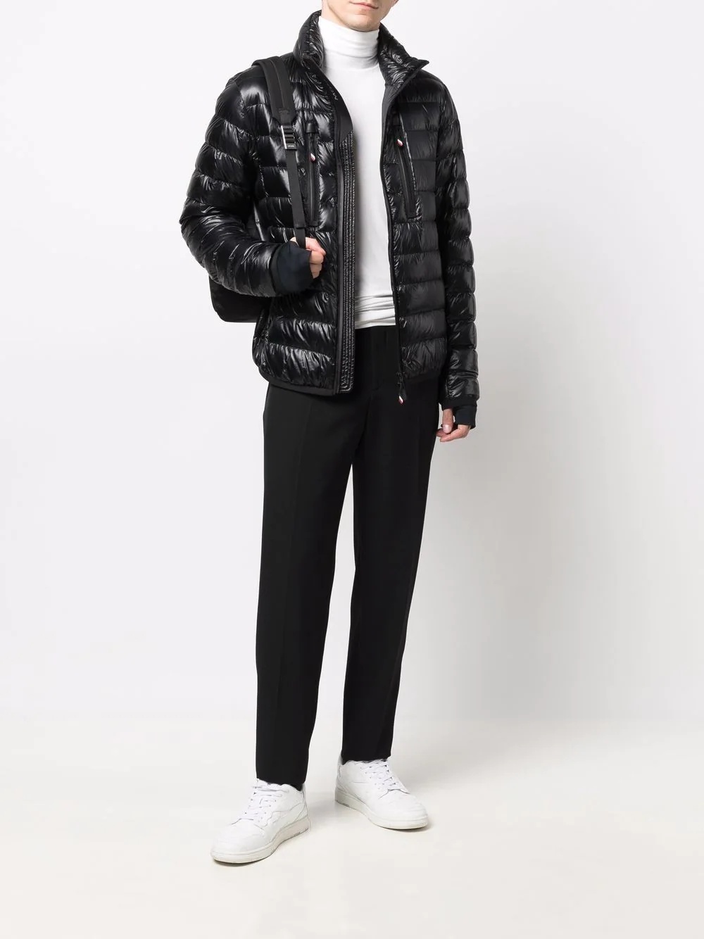 logo-patch feather-down puffer jacket - 2