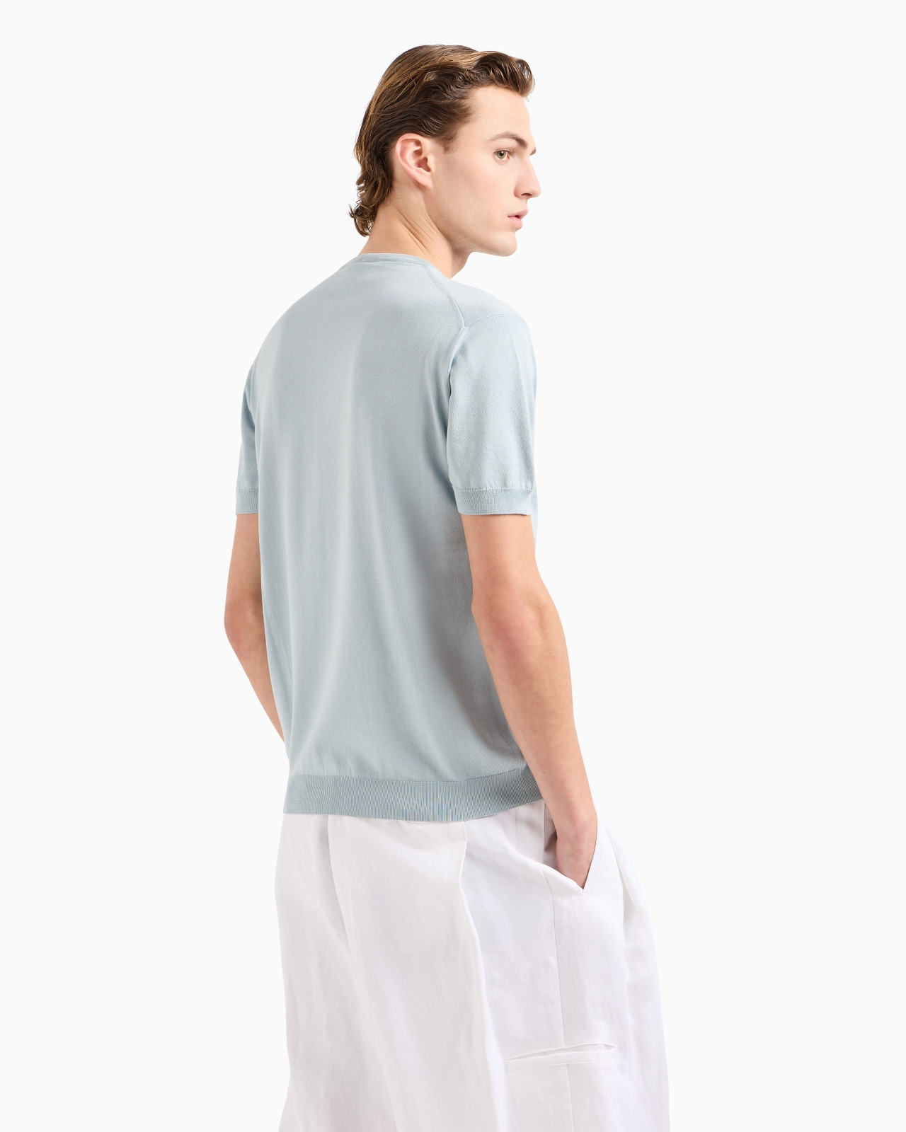 SHORT-SLEEVED, CREW-NECK JUMPER IN SILK AND COTTON - 3