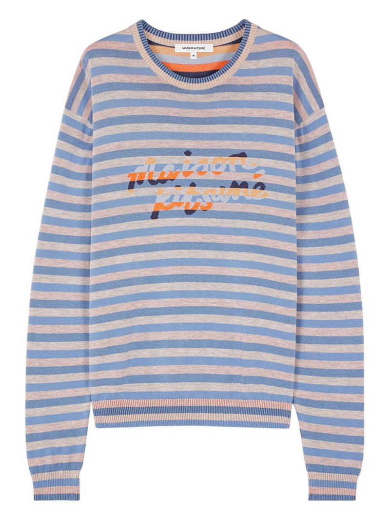 striped crew-neck sweater 1