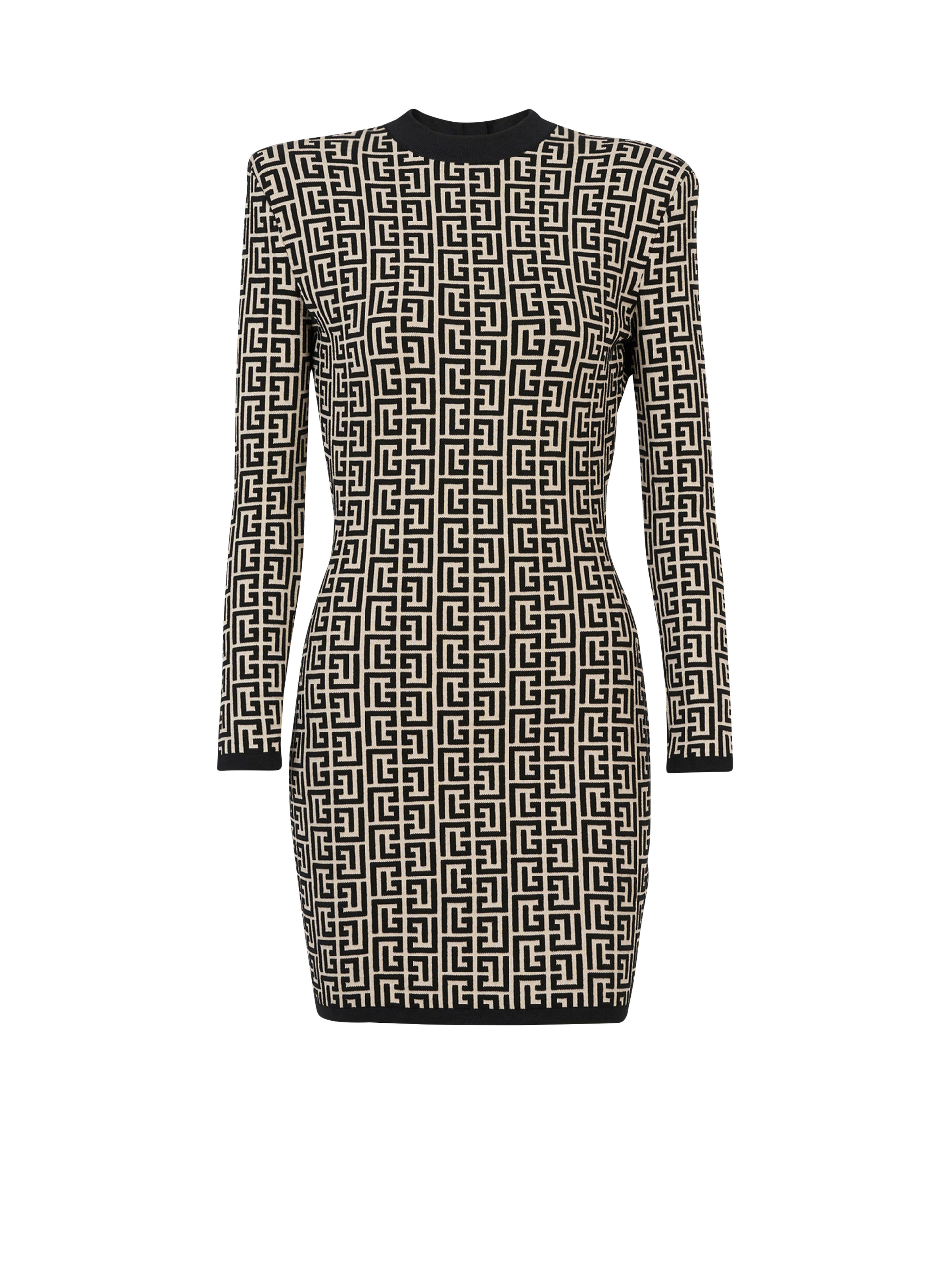 Short bicolor jacquard dress with Balmain monogram - 1