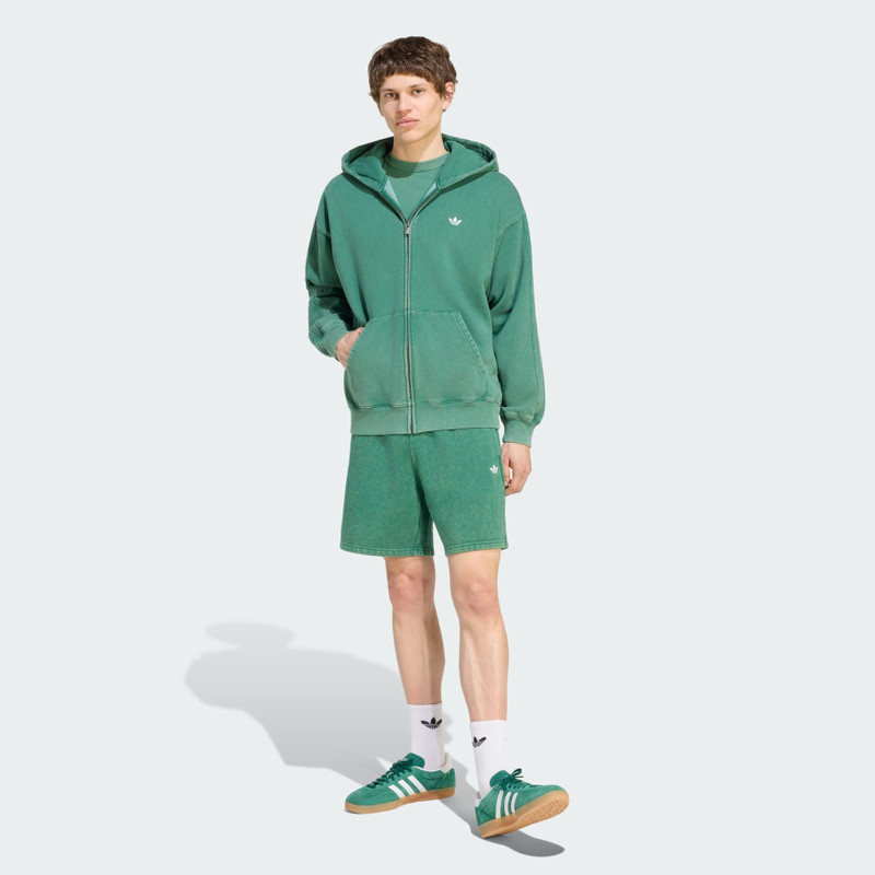 TREFOIL ESSENTIALS WASHED FULL ZIP LOOSE HOODIE 4