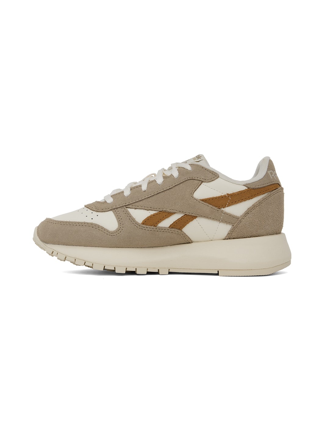 White & Beige Classic Sneakers - 3
