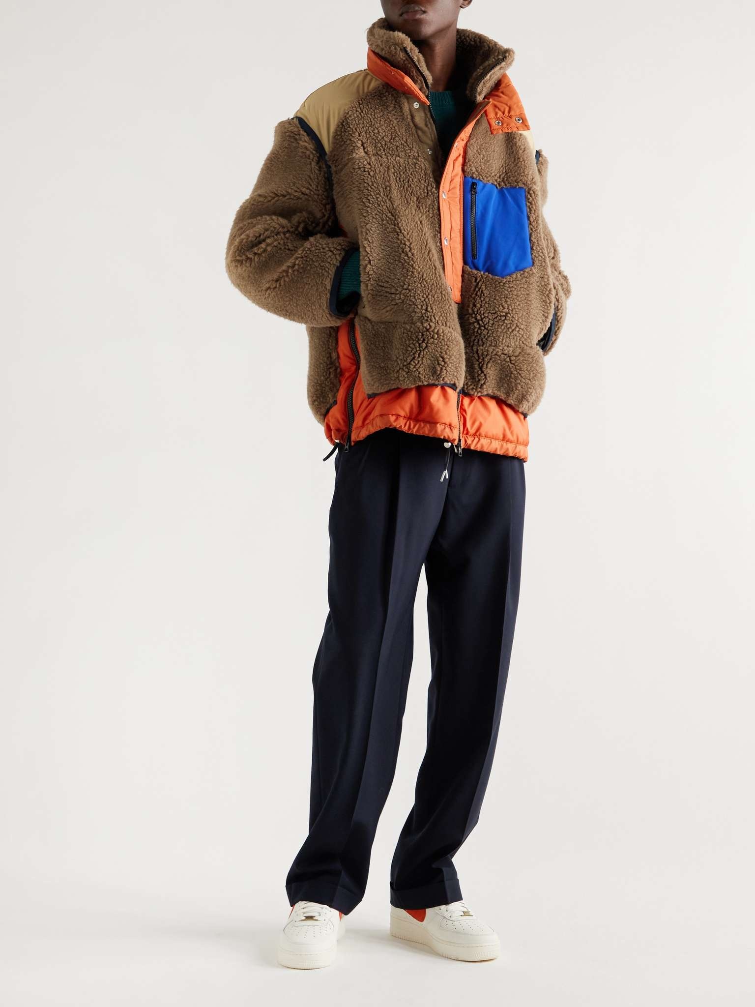 Colour-Block Padded Shell and Wool-Fleece Jacket - 7