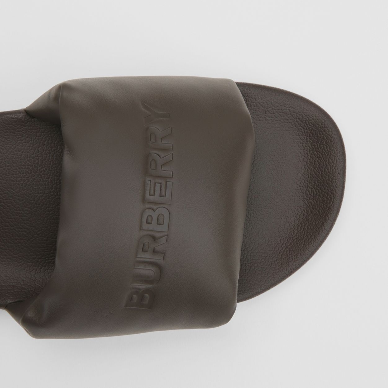 Embossed Logo Leather Padded Slides - 3