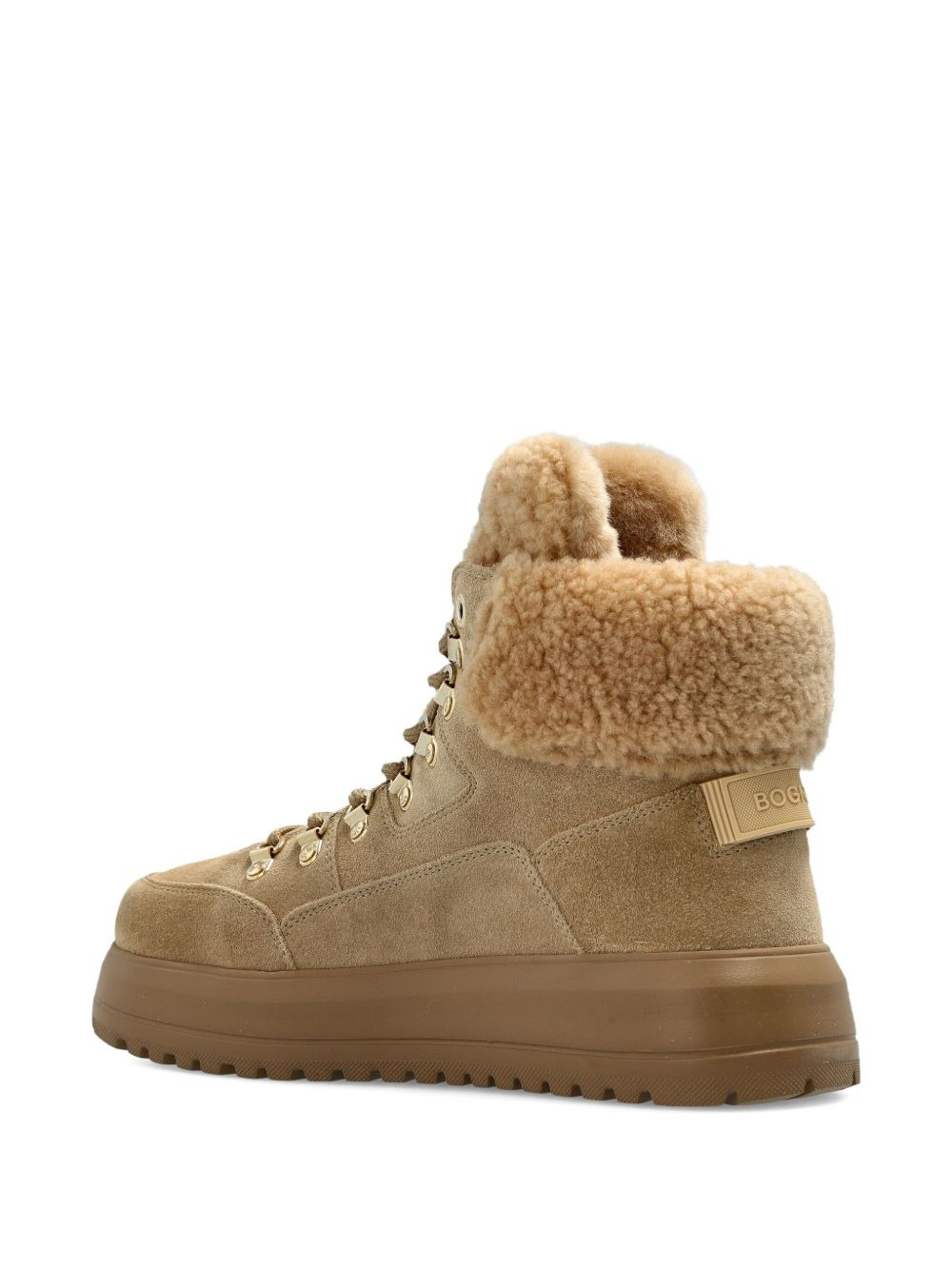 lace-up shearling boots - 3