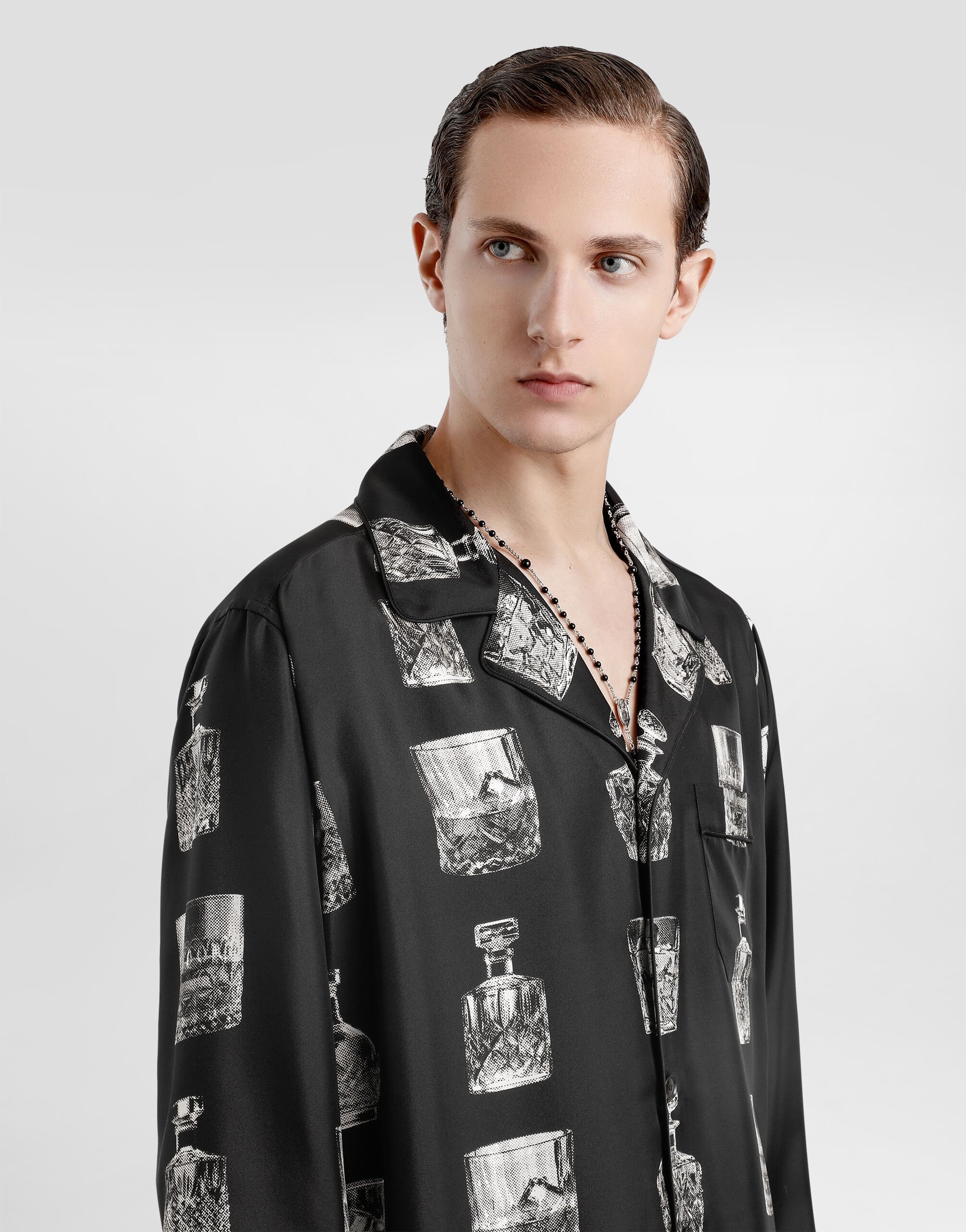 Silk shirt with liquor print - 4
