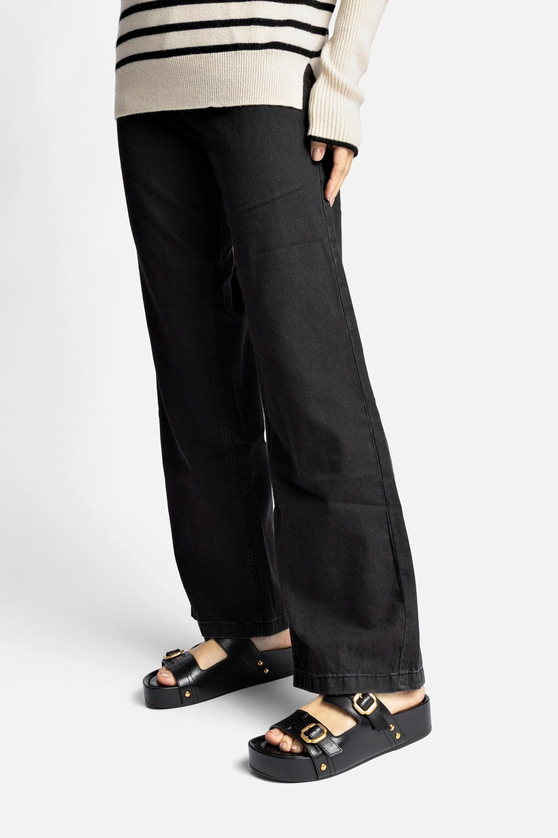 Larroudé Milan Flatform Sandal In Black Vegetale Leather outlook