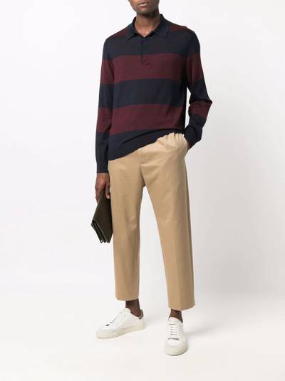 Paul Smith stripe-print fine-knit polo shirt outlook