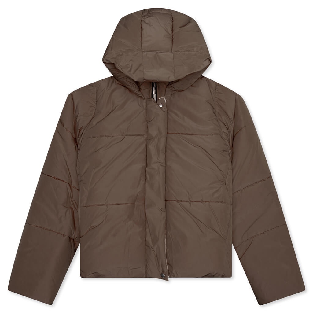 LOGO PUFFER JACKET - BROWN - 1