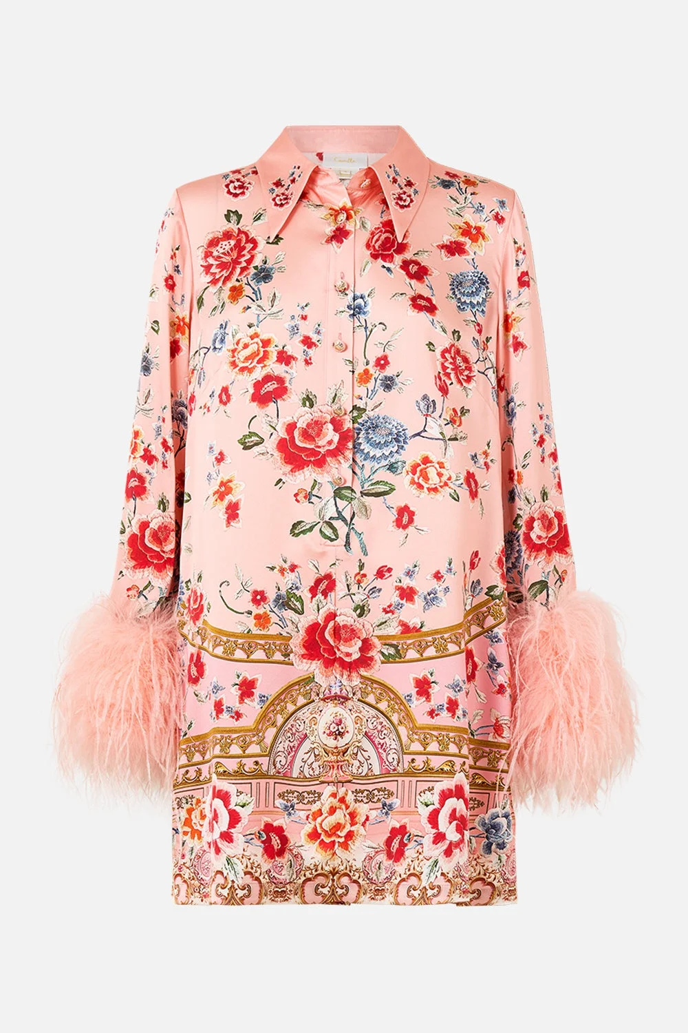 MINI SHIRT DRESS WITH FEATHERS - 1