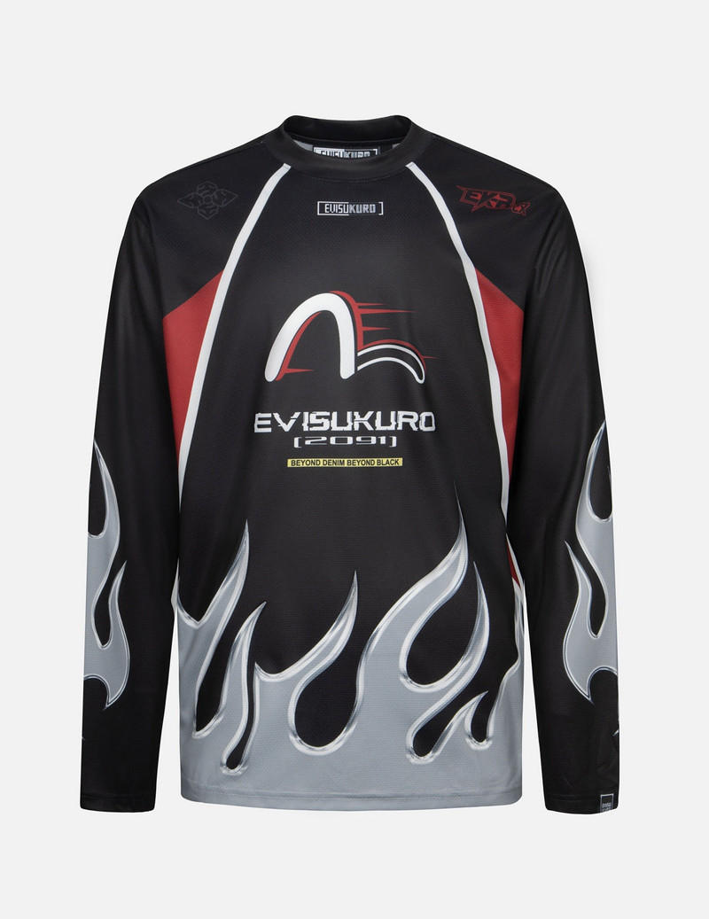 Chrome Fire and Multi-Logo Regular Fit Long-Sleeve Racing T-Shirt 1