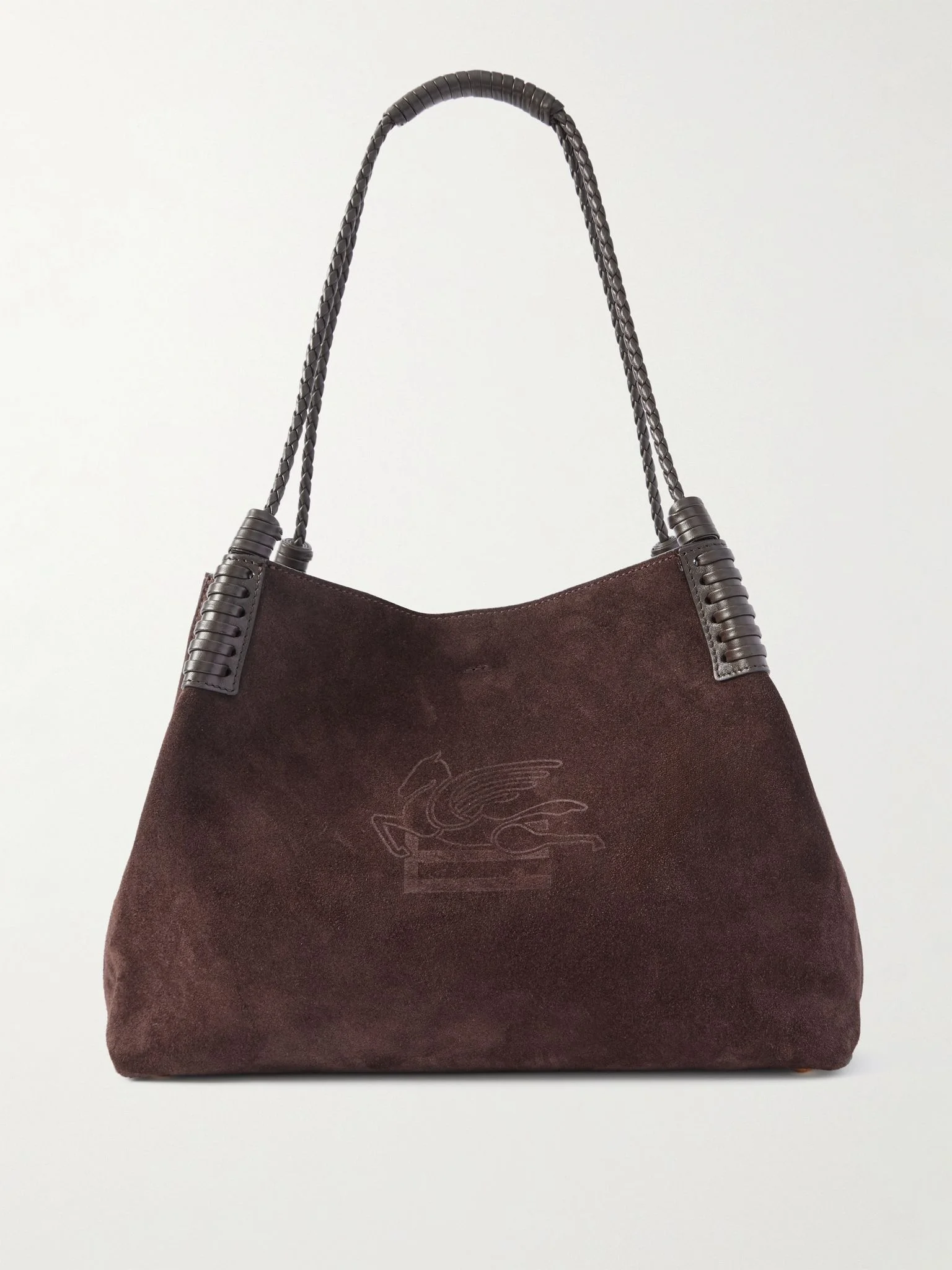 Libra leather-trimmed suede tote Brown - 1