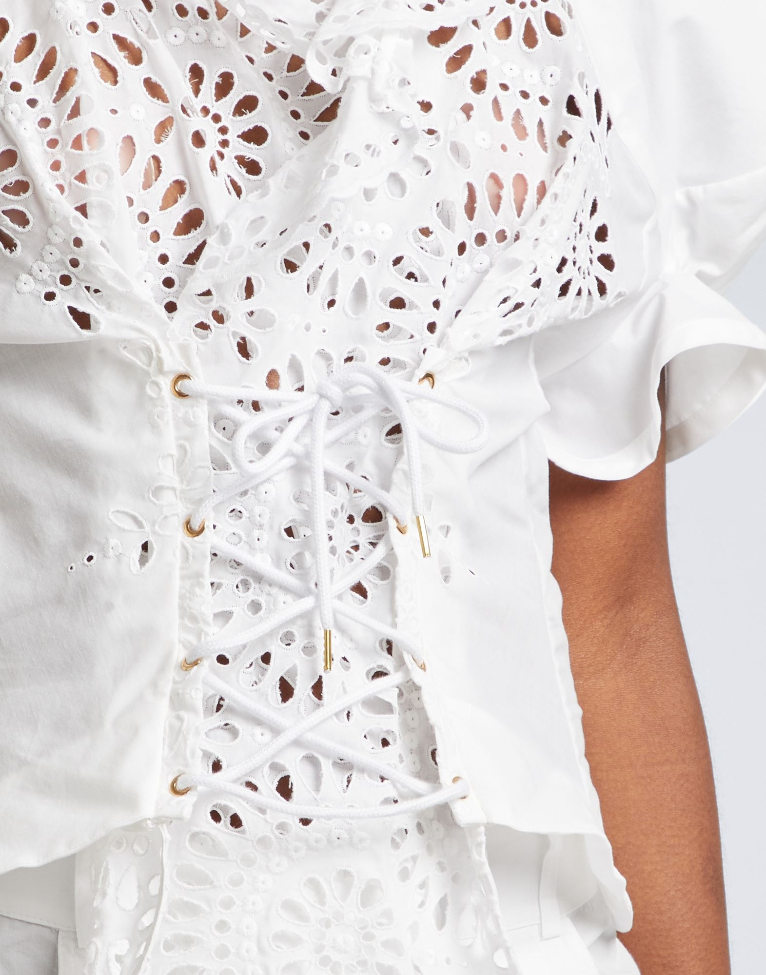 White Women's Lace Shirts & Blouses - 4