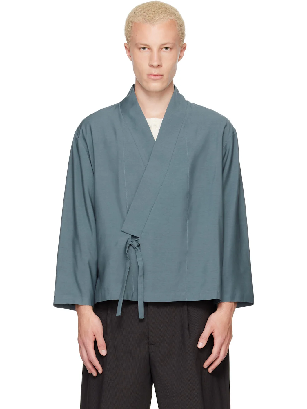 Navy Kenzo Paris Viscose & Wool Kimono Jacket - 1