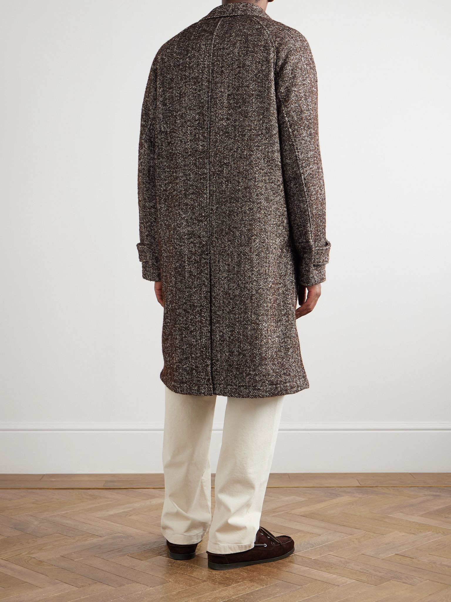 Hudson Herringbone Woven Coat Brown - 4
