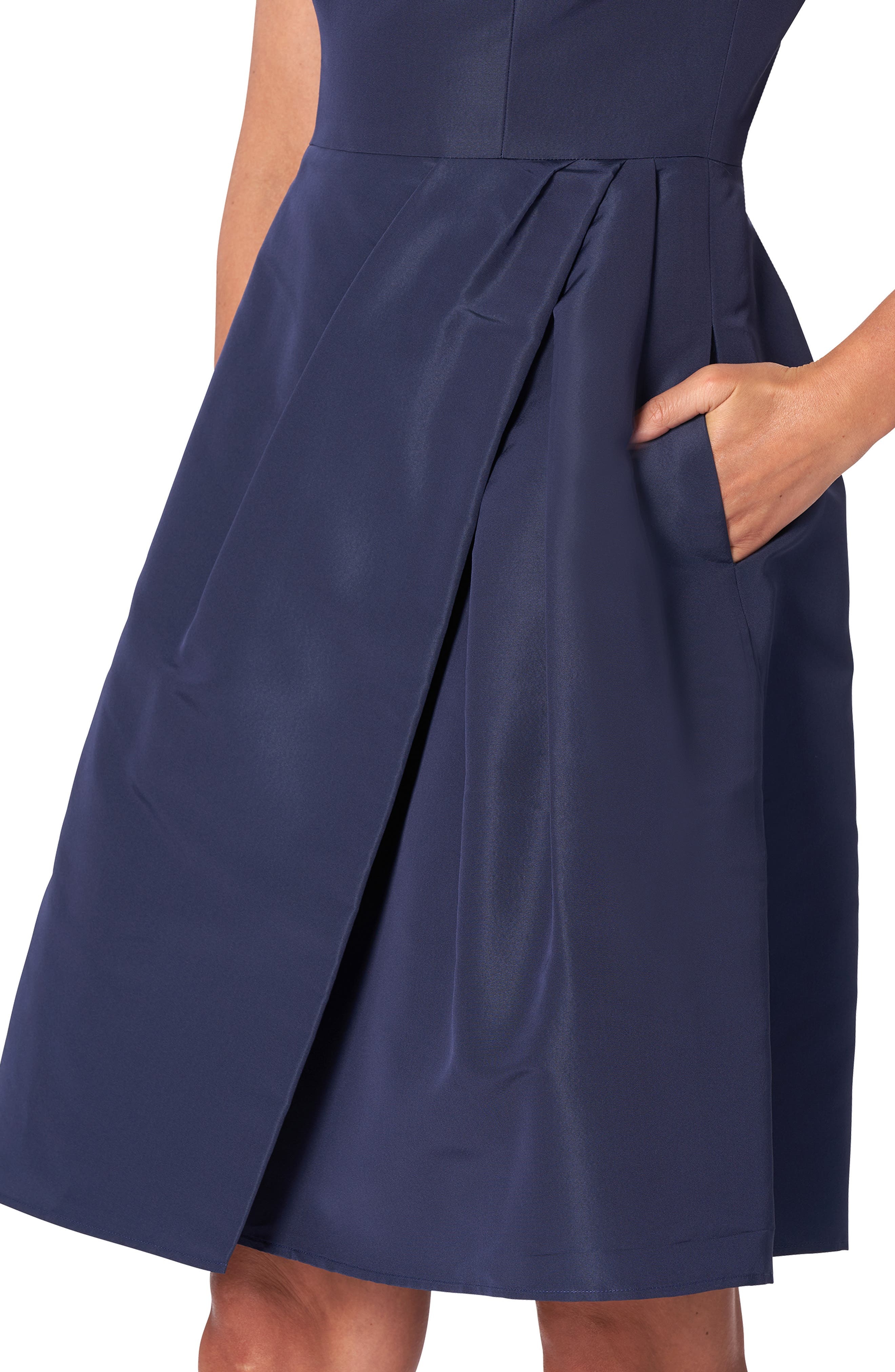 Carolina Herrera Beatuea Neck Silk A-Line Dress in Midnight at Nordstrom - 4