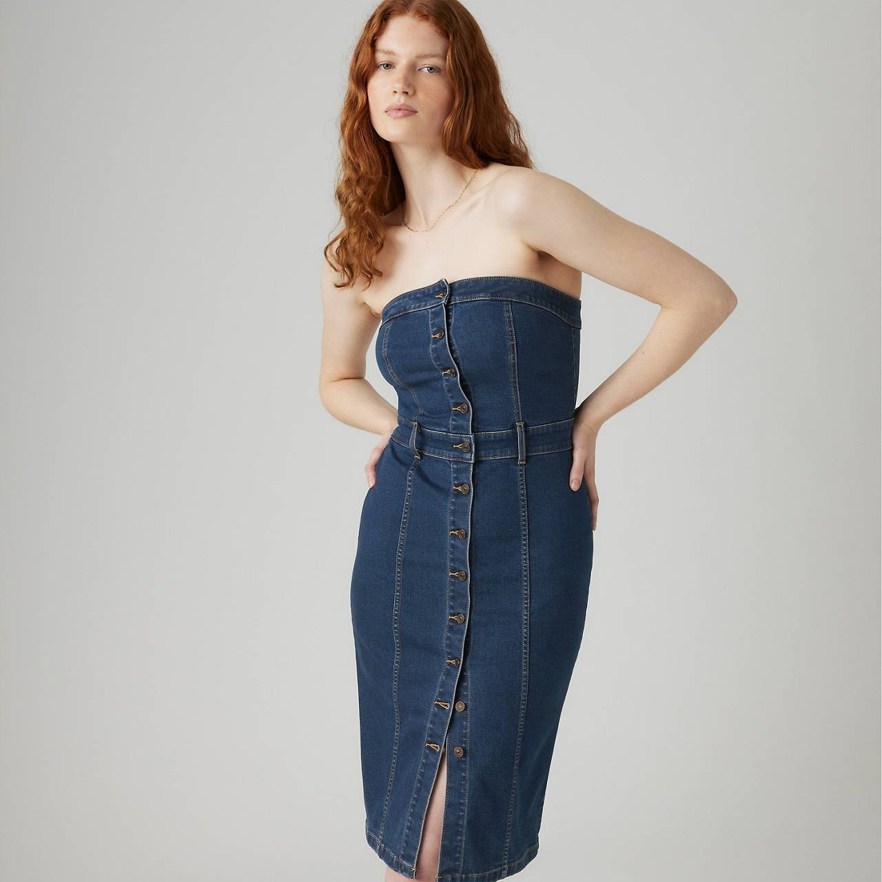 DENIM BUSTIER DRESS - 5