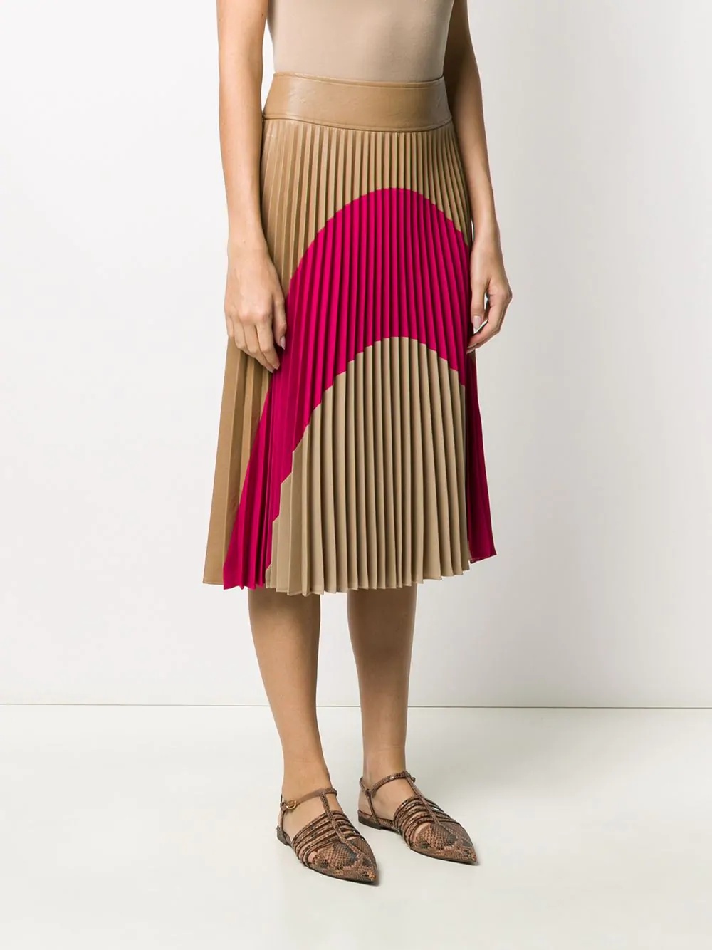 colour-block pleated midi-skirt - 3