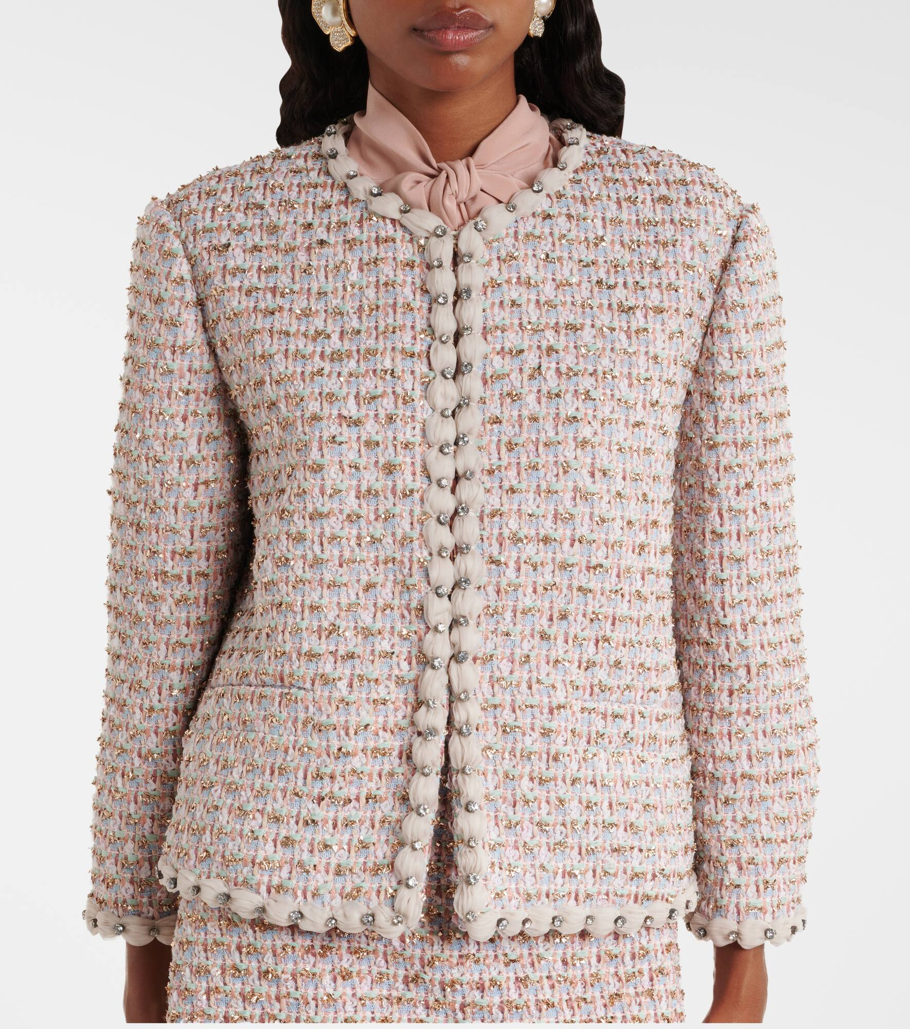 Embroidered tweed jacket - 6