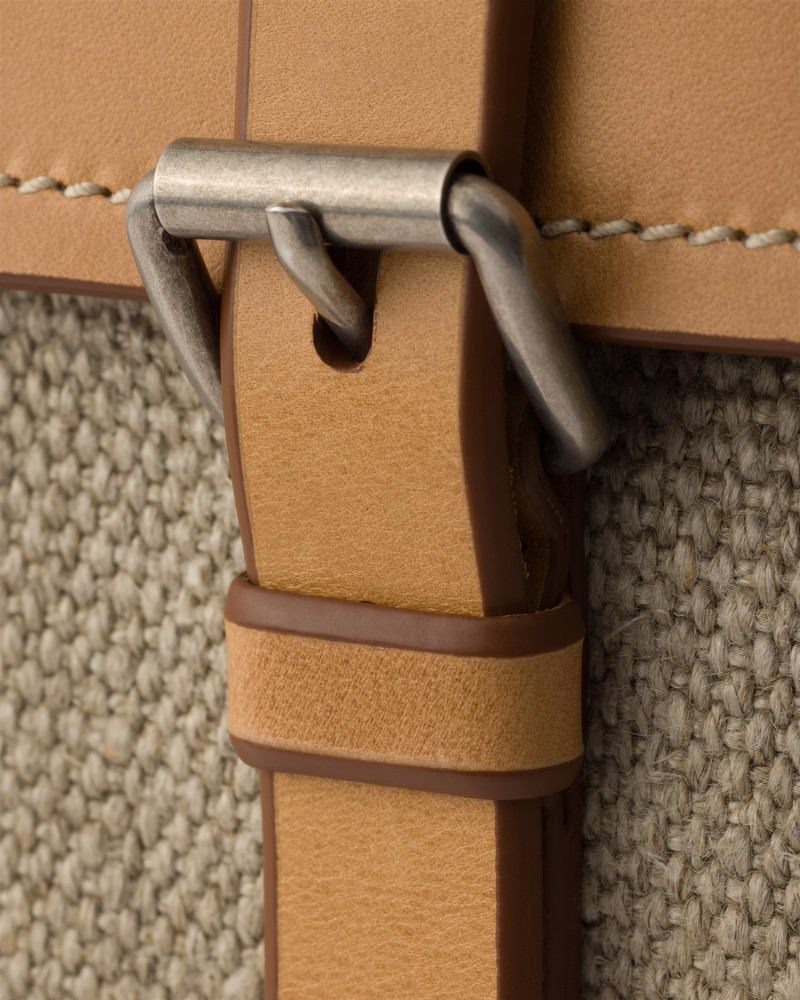 Prada Route linen and leather tote bag 6