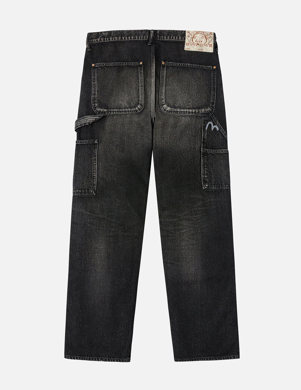 Washed Seagull Print Regular Fit Painter Jeans - 4
