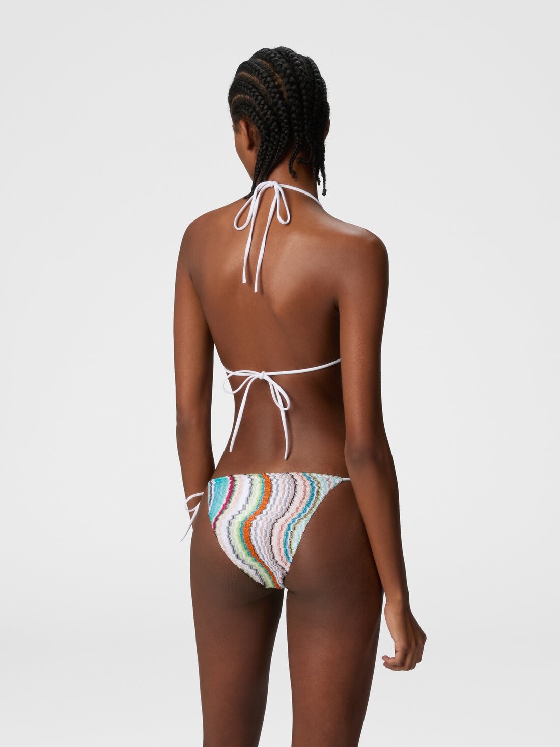 Triangle bikini with lamé wave motif - 3