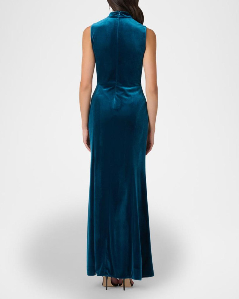 Lorelei Sleeveless Mock-Neck Velvet Gown 3