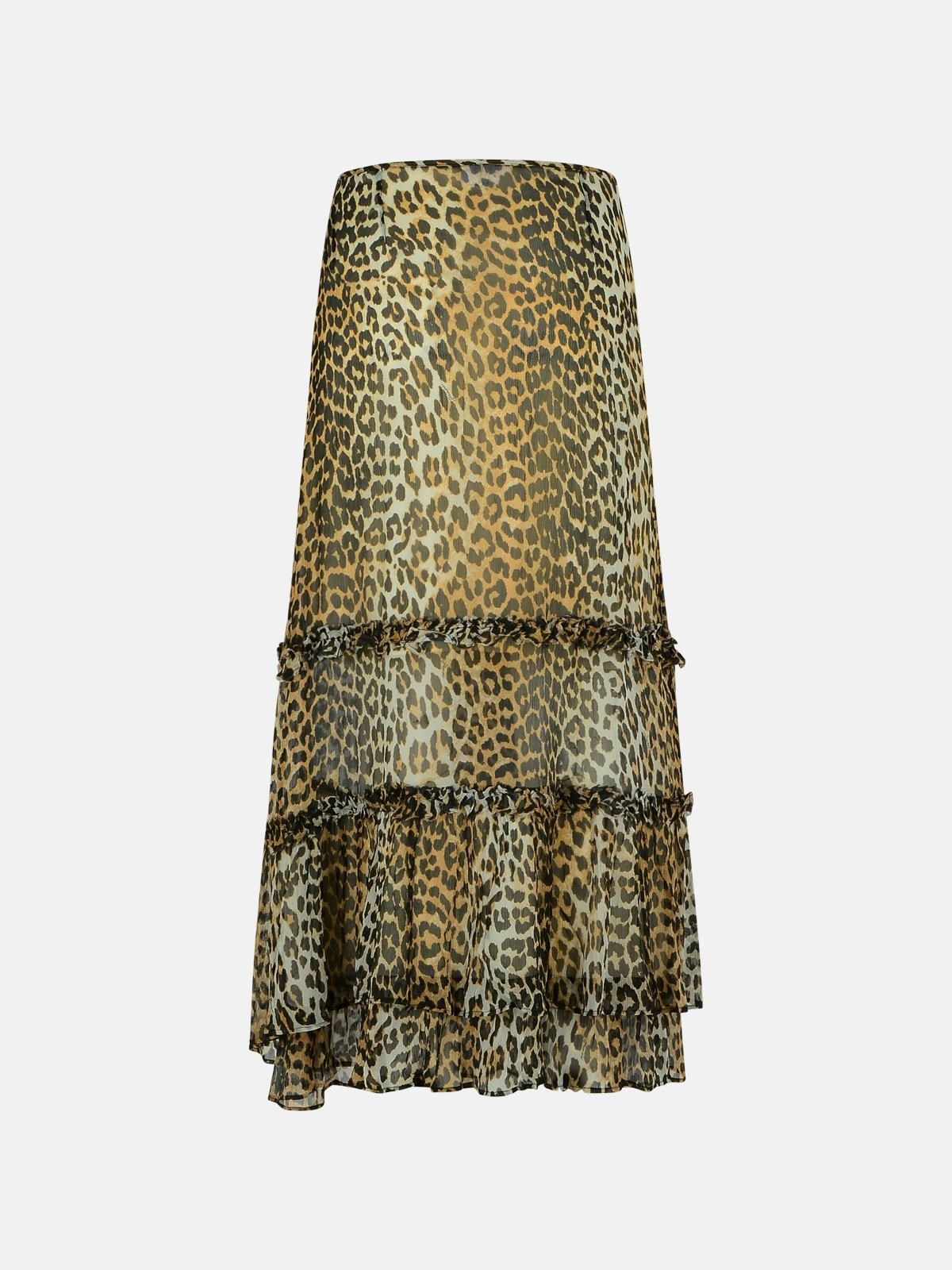 LONG SKIRT IN VISCOSE 'CHIFFON' WITH LEOPARD PRINT - 3