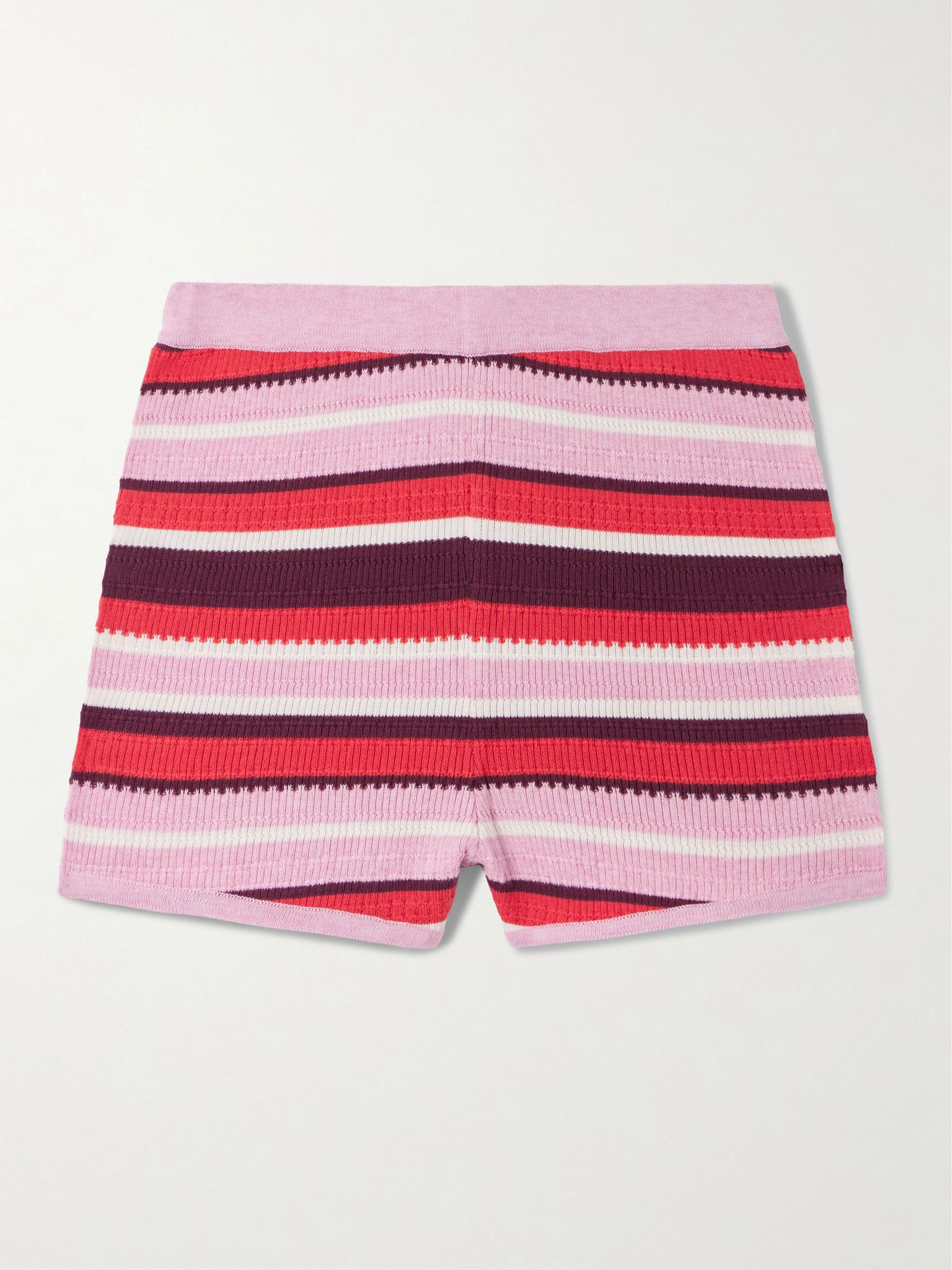 Veneziana striped ribbed cotton shorts Red - 1