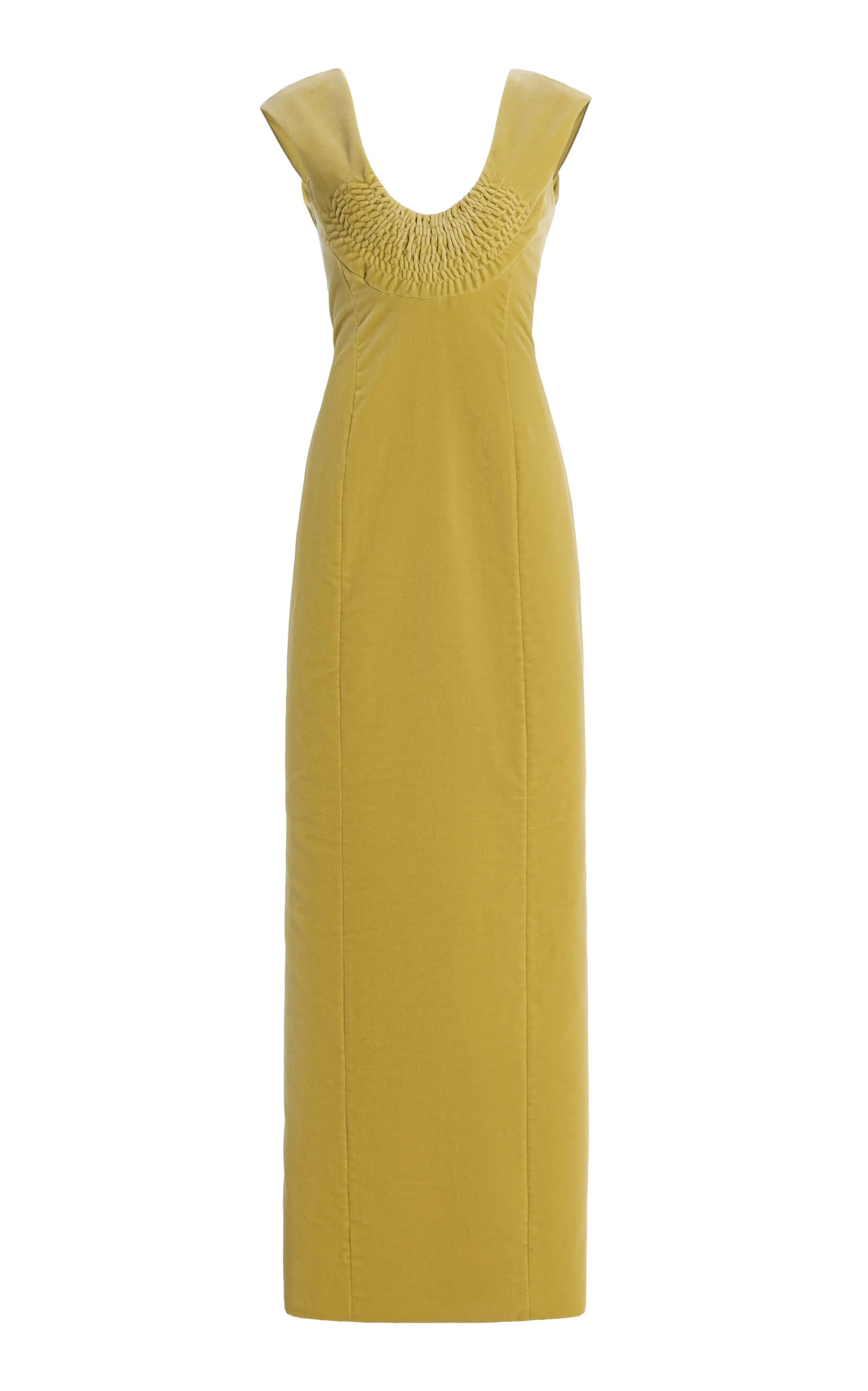 Split-Detailed Cotton-Velvet Maxi Dress green - 1