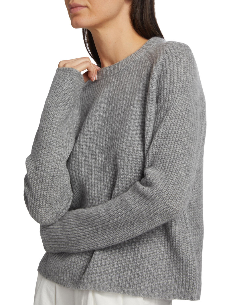 Women's Cashmere Fisherman Sweater - Heather Grey 6