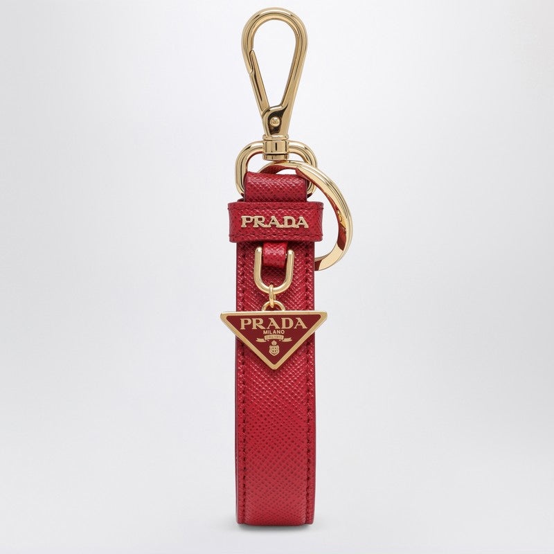 Prada Red/Gold Saffiano Leather Keychain Women - 1