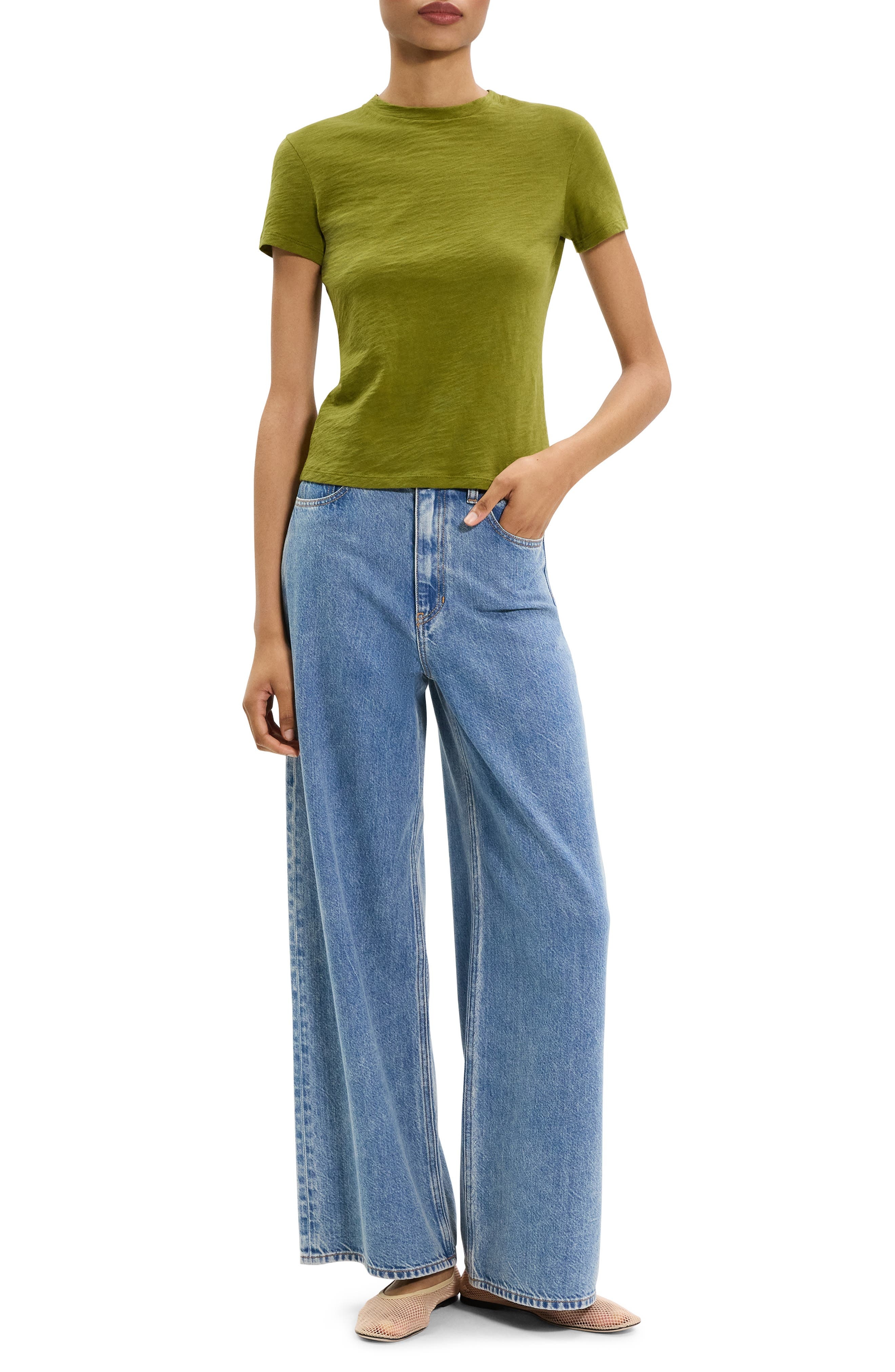 Theory 2 Nebulous Organic Cotton Tiny Tee in Avocado at Nordstrom - 7