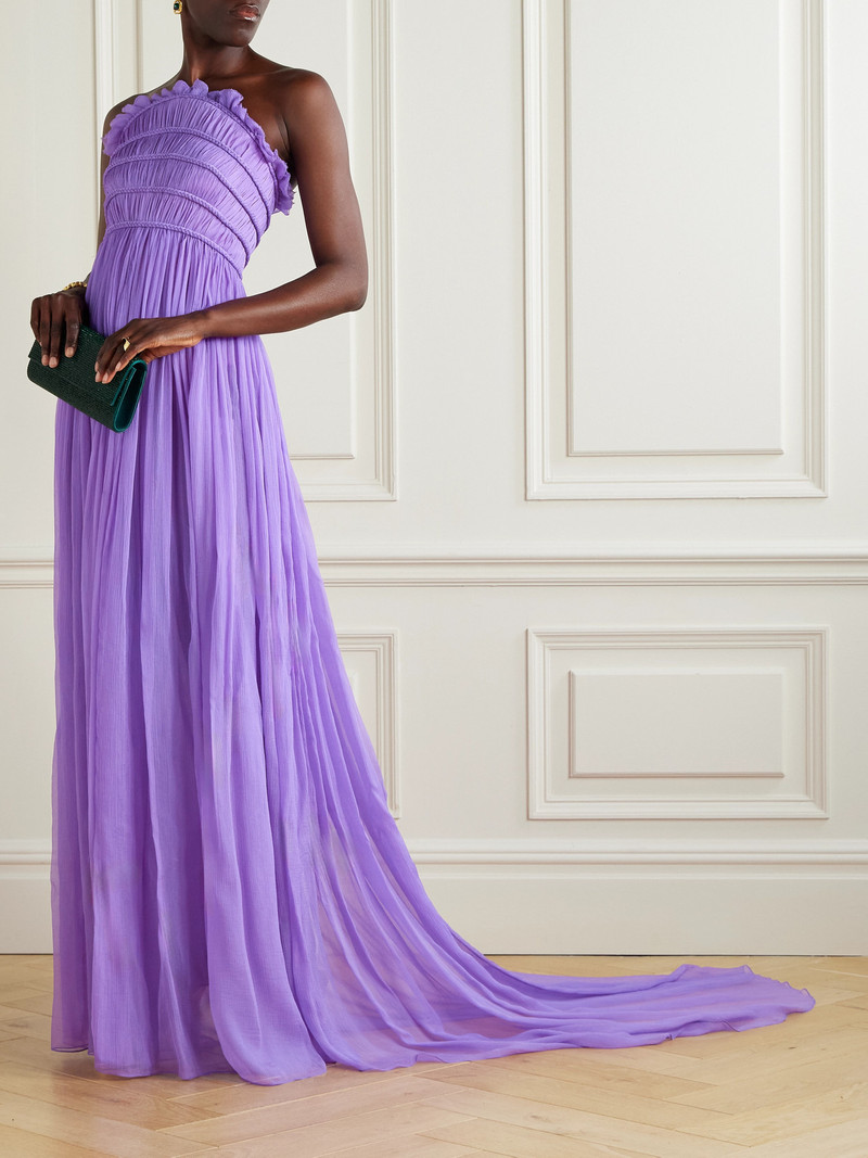 Oscar de la Renta Strapless Ruched Pleated Silk-crepon Gown outlook