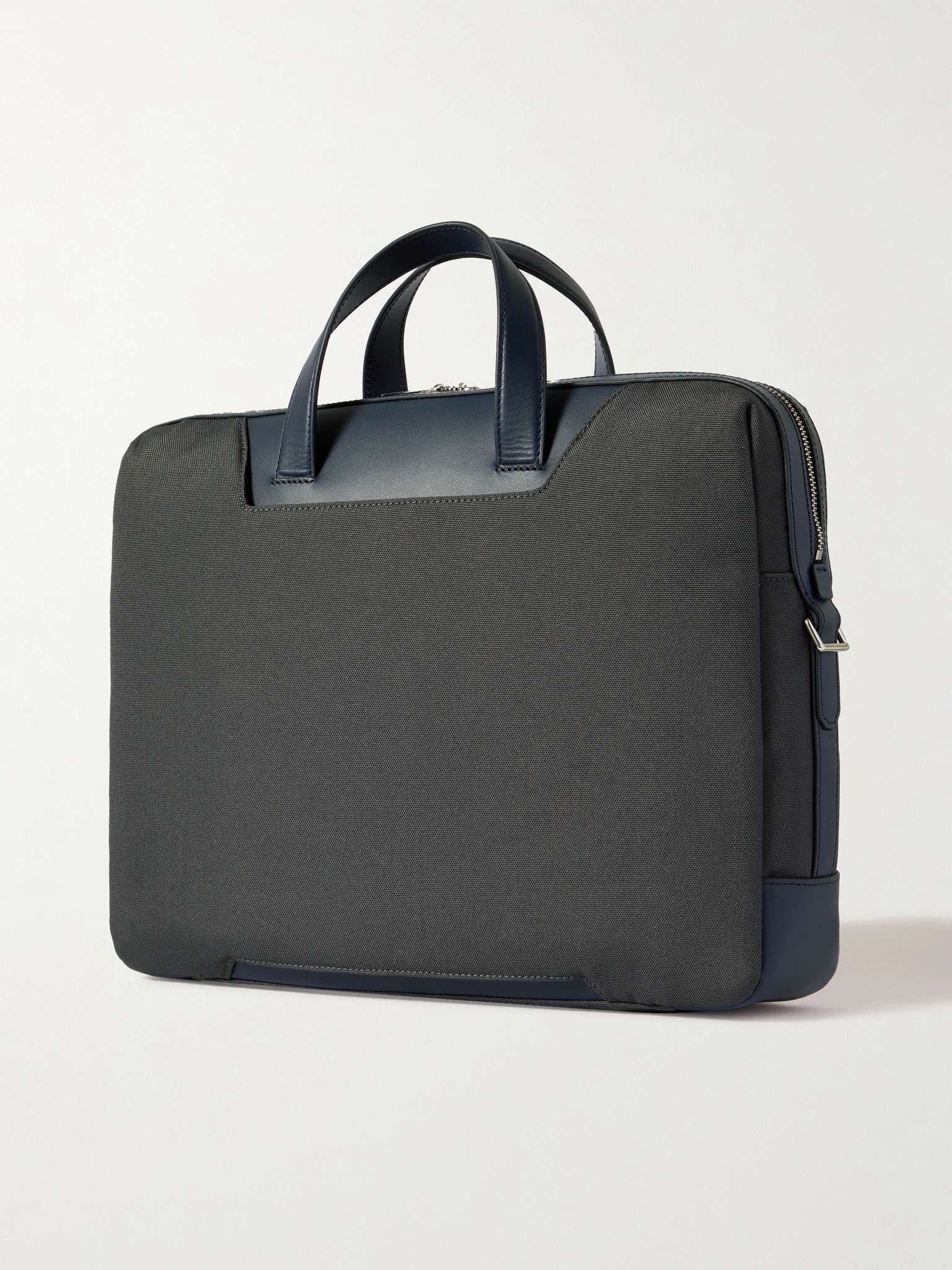 Leather-Trimmed Canvas Briefcase - 4