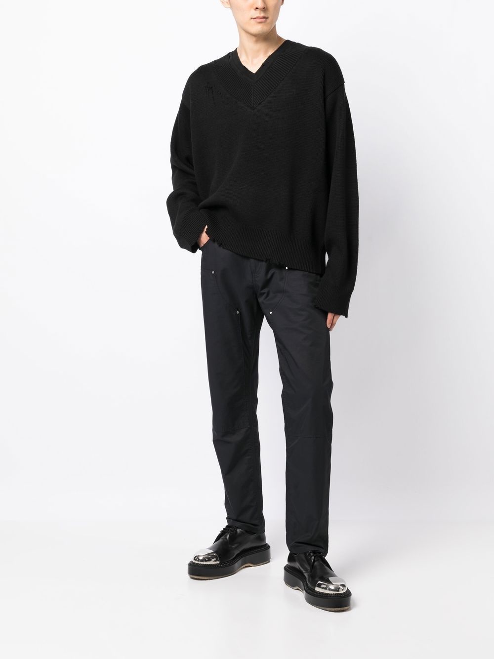 layered distressed-finish jumper - 2