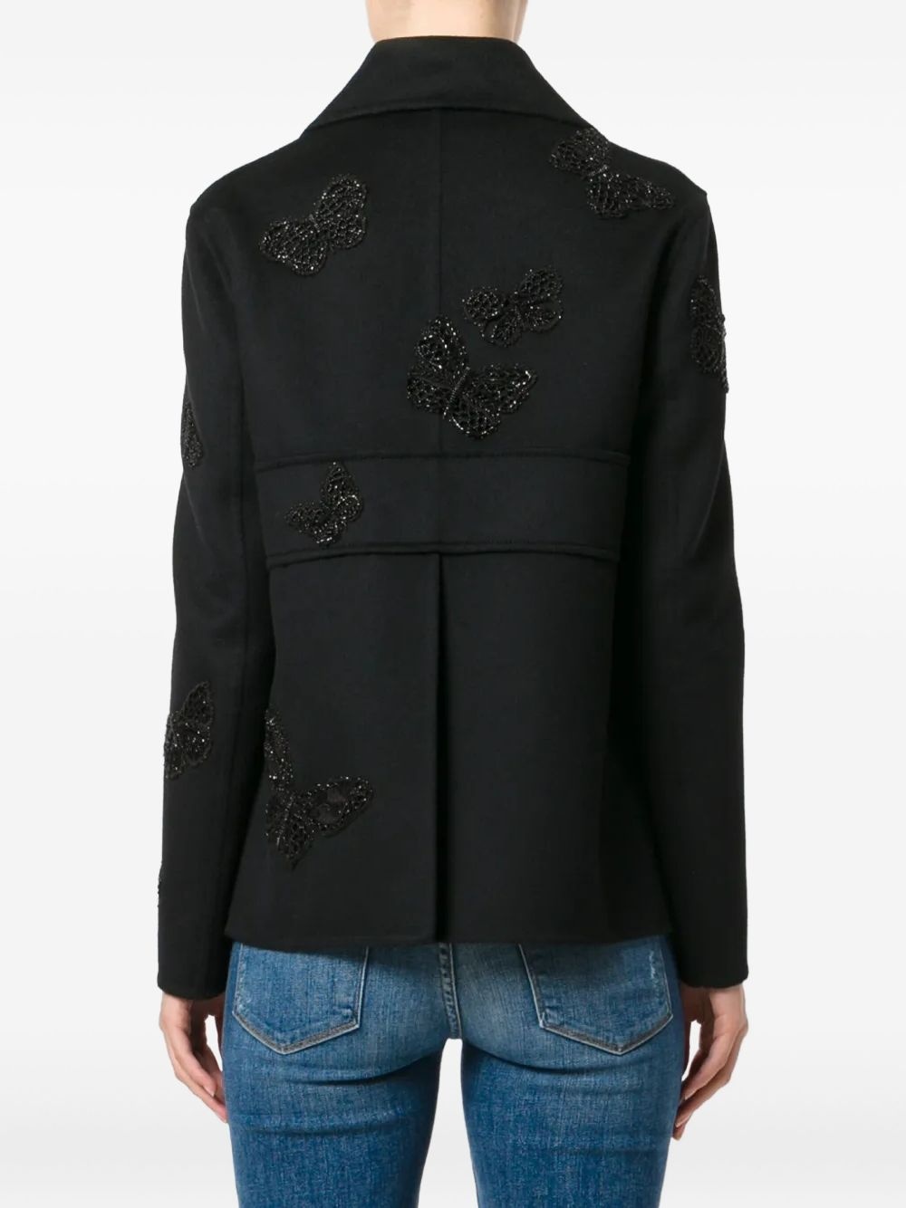 butterfly-embroidered coat - 4