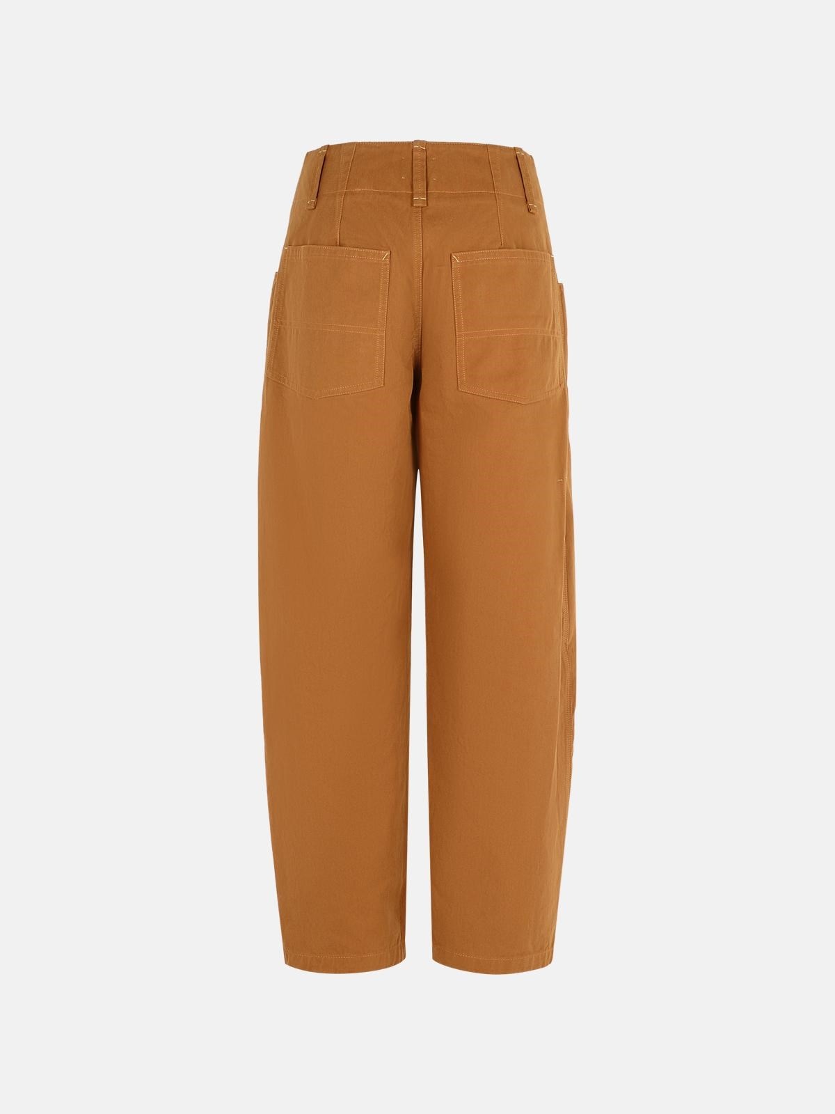 'OUMAYA' COTTON COGNAC PANTS - 3